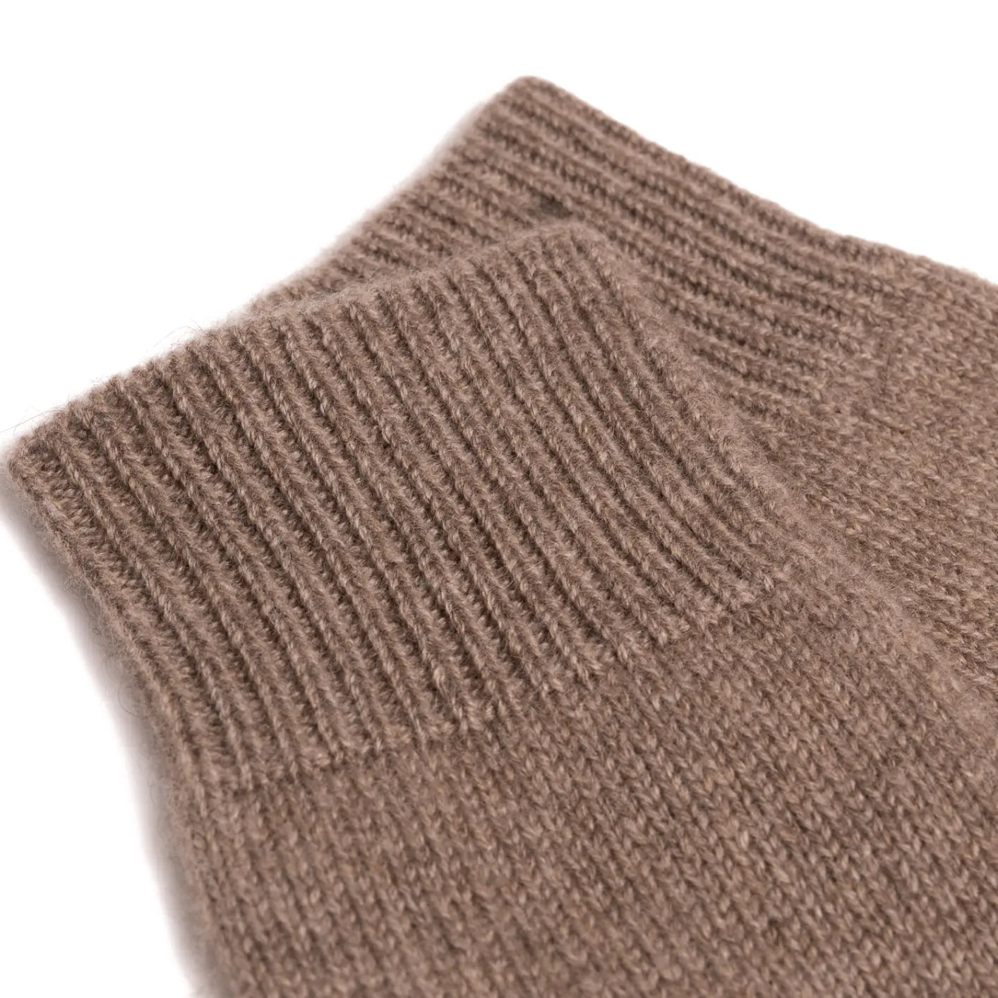 Produktbillede af closeup af Cashmere handsker uden fingre - brun