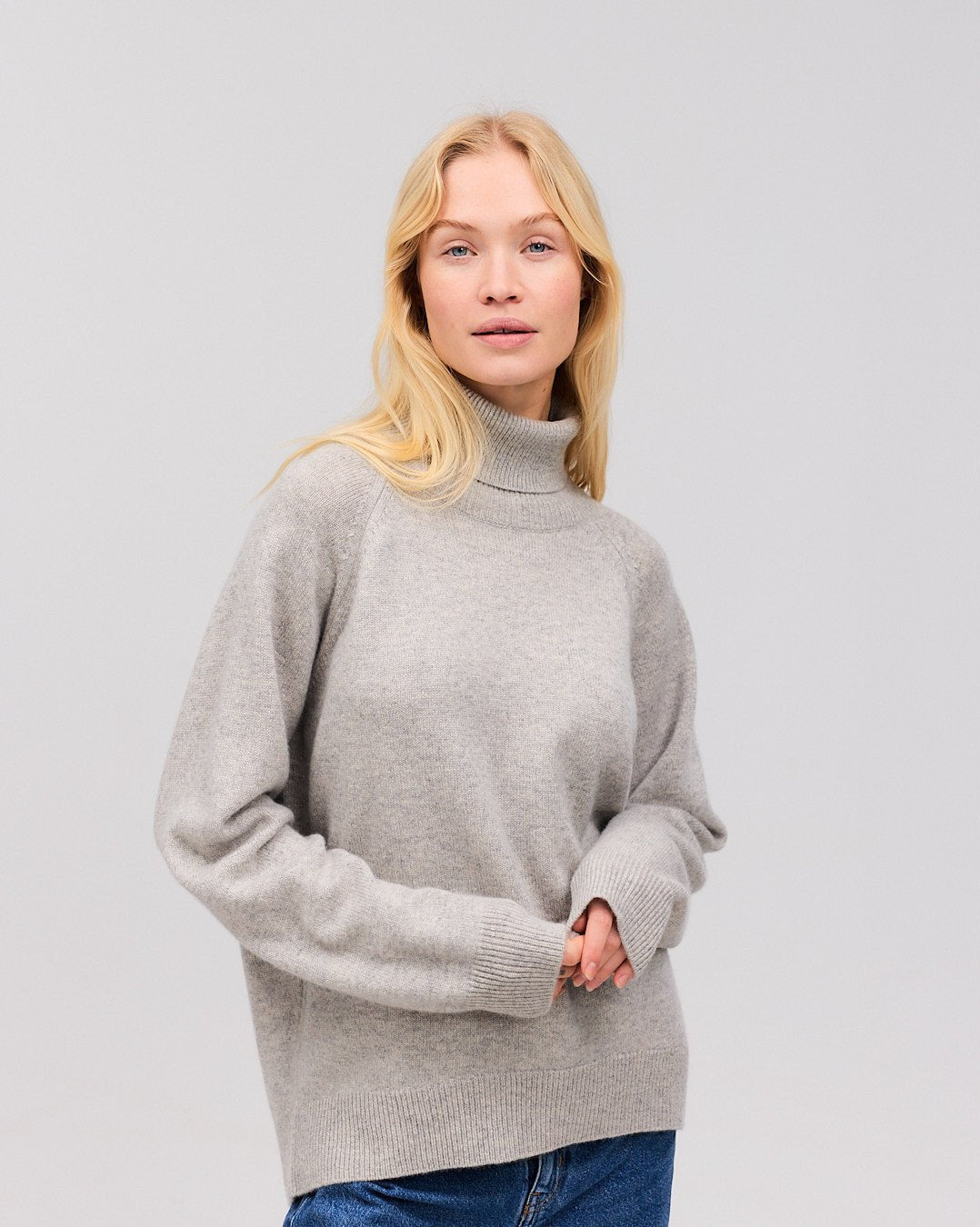 BREGDIS cashmere bluse lys grå - Nordic Weaving
