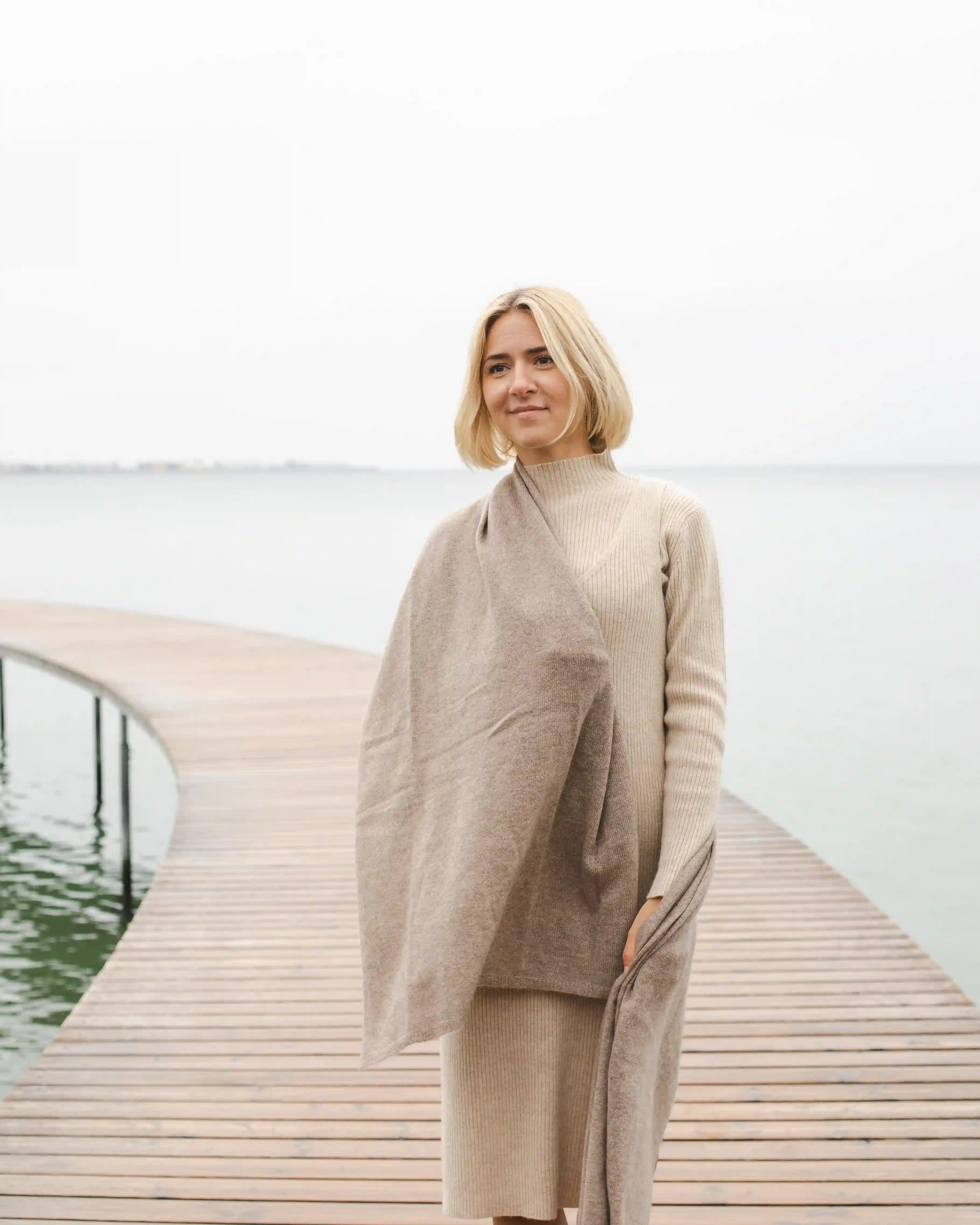 Cashmere halstørklæde brun 70x200cm - Nordic Weaving