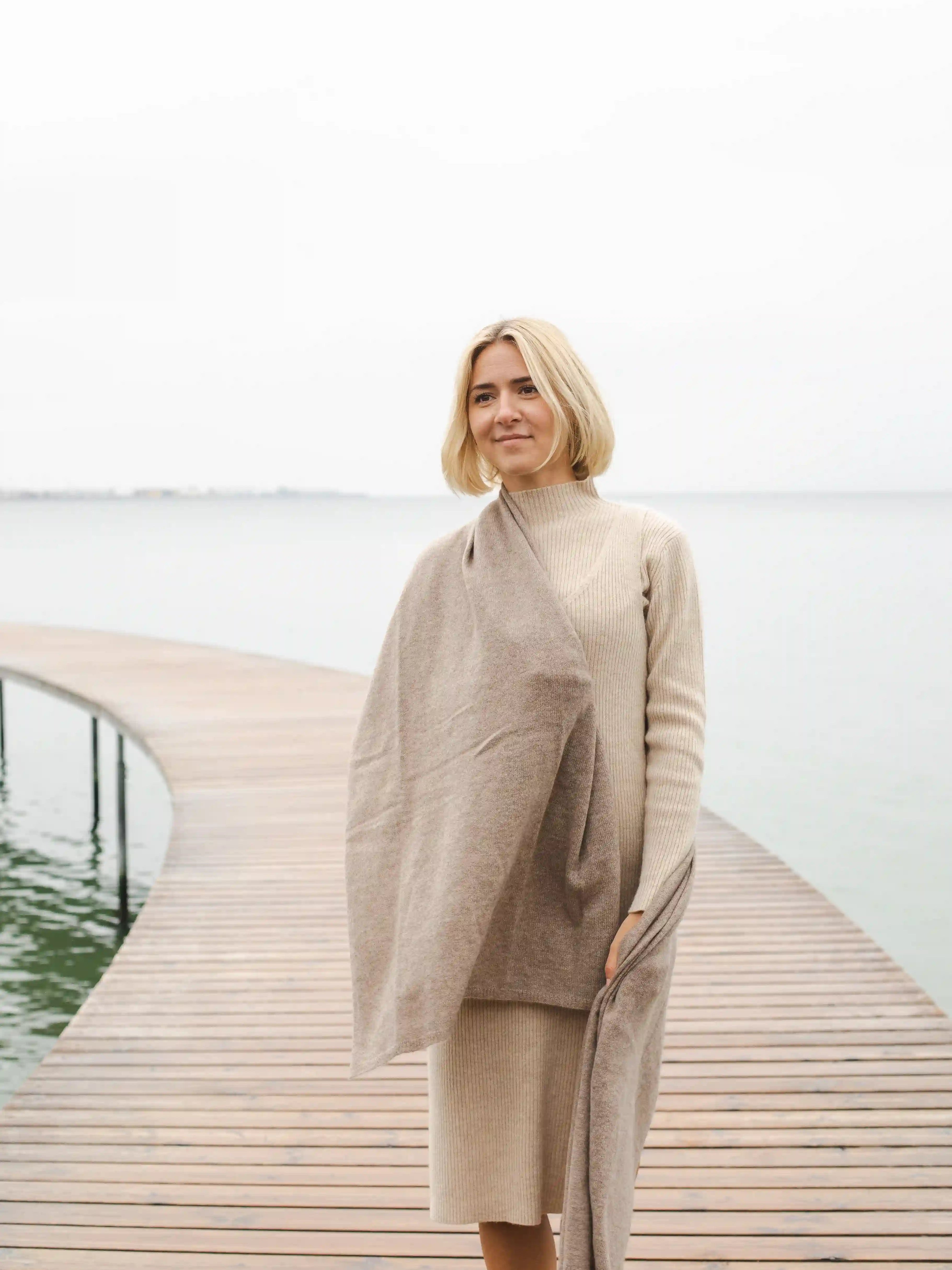 Cashmere halstørklæde brun 70x200cm - Nordic Weaving