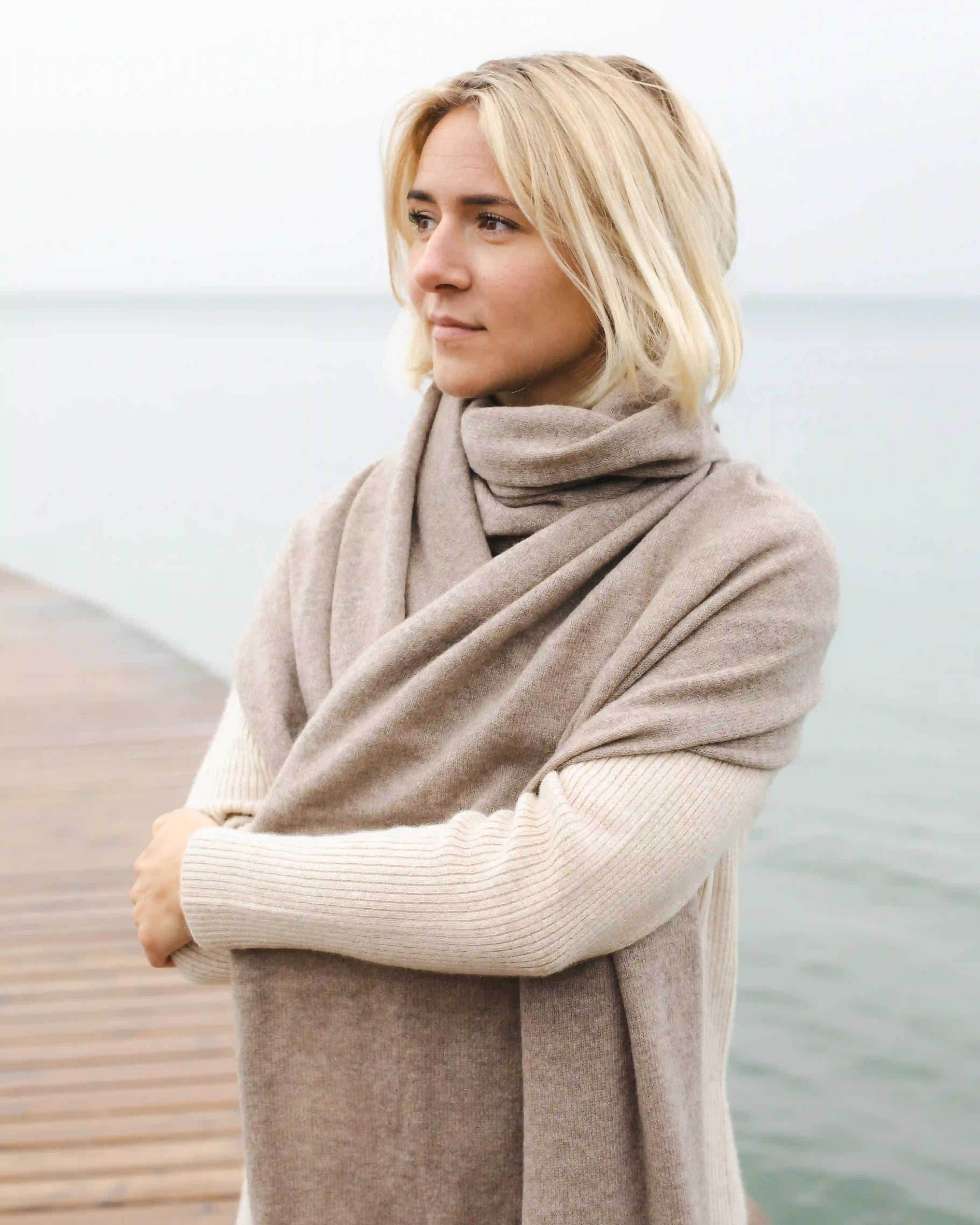 Cashmere halstørklæde brun 70x200cm - Nordic Weaving