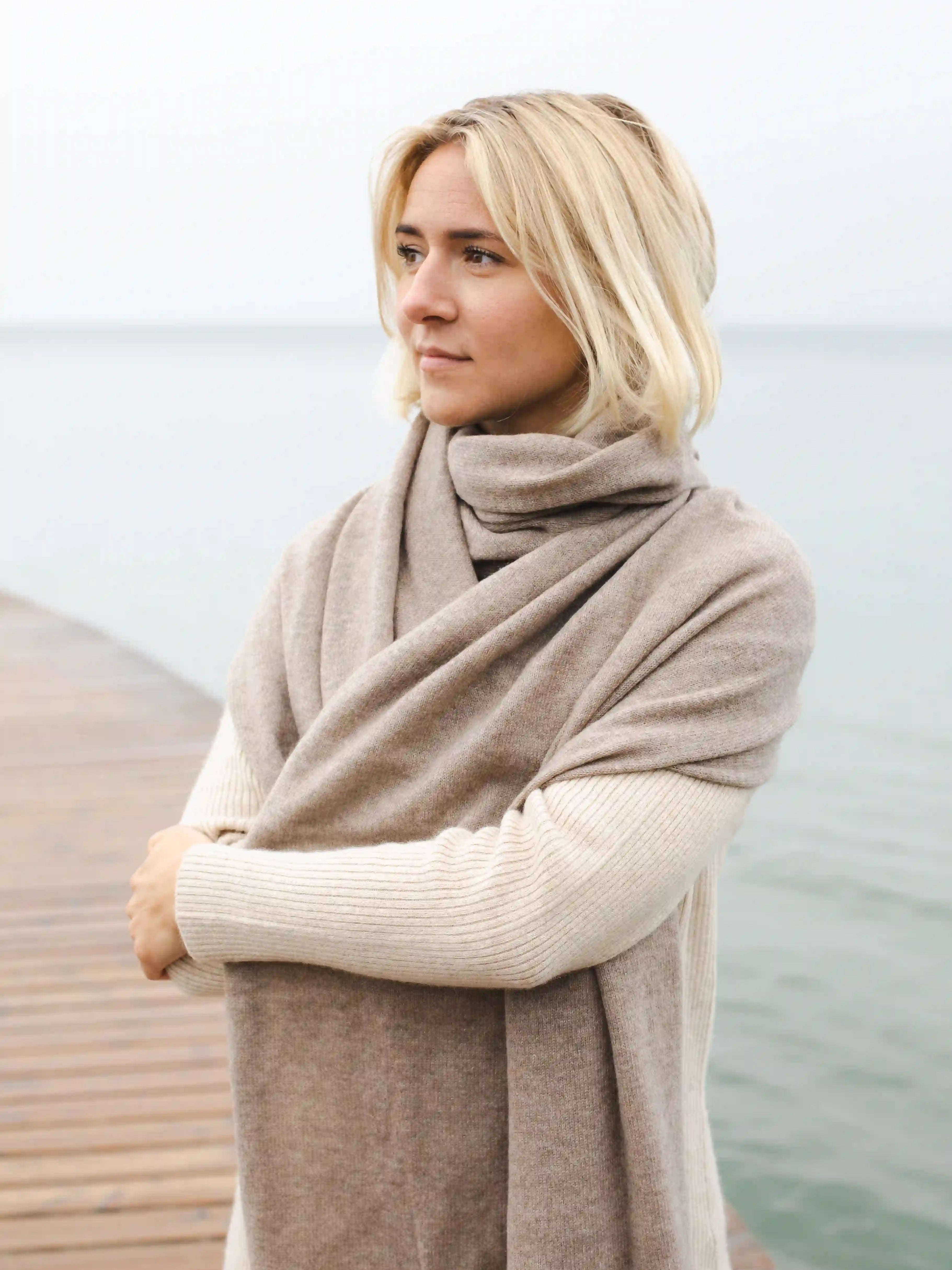 Cashmere halstørklæde brun 70x200cm - Nordic Weaving