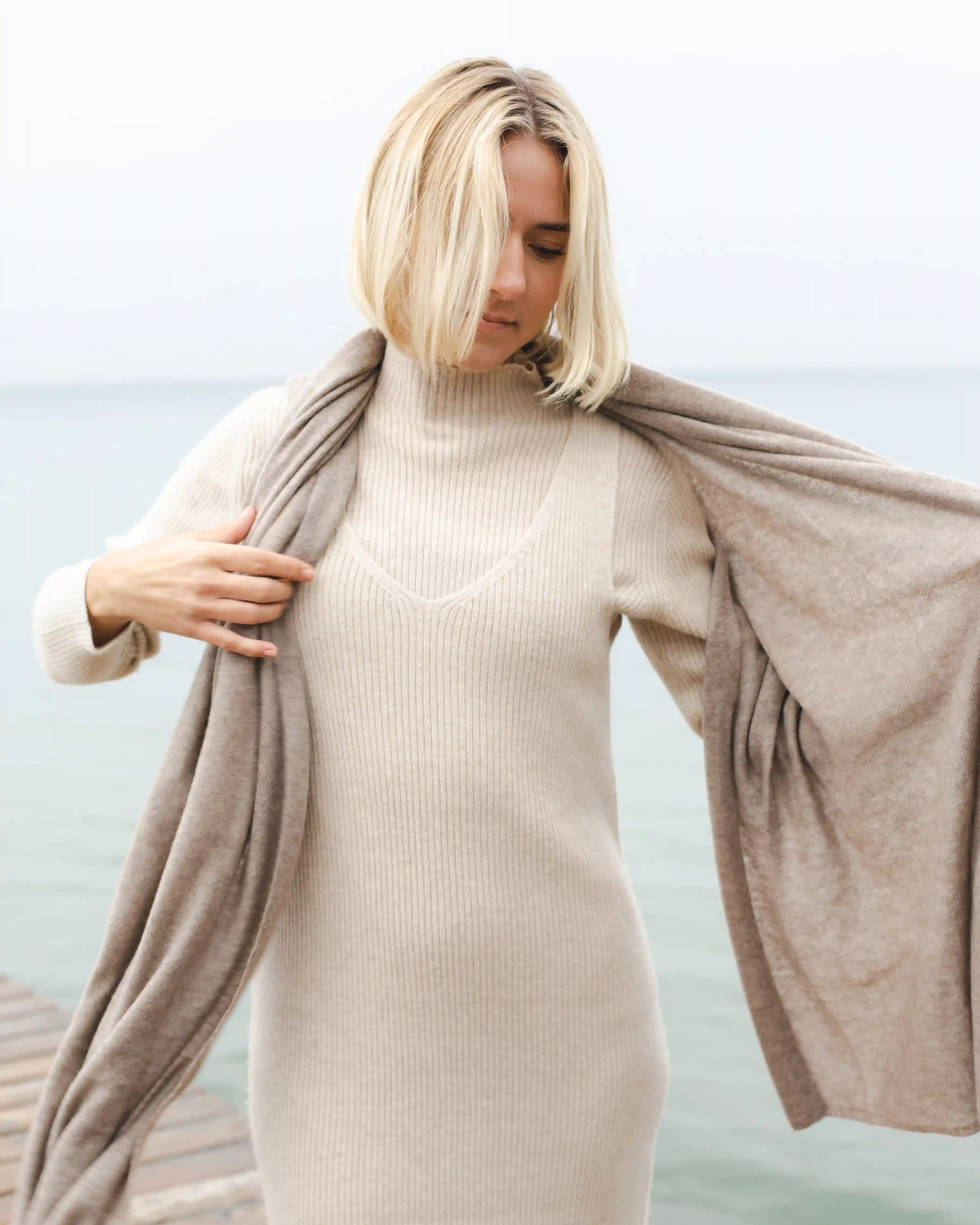 Cashmere halstørklæde brun 70x200cm - Nordic Weaving