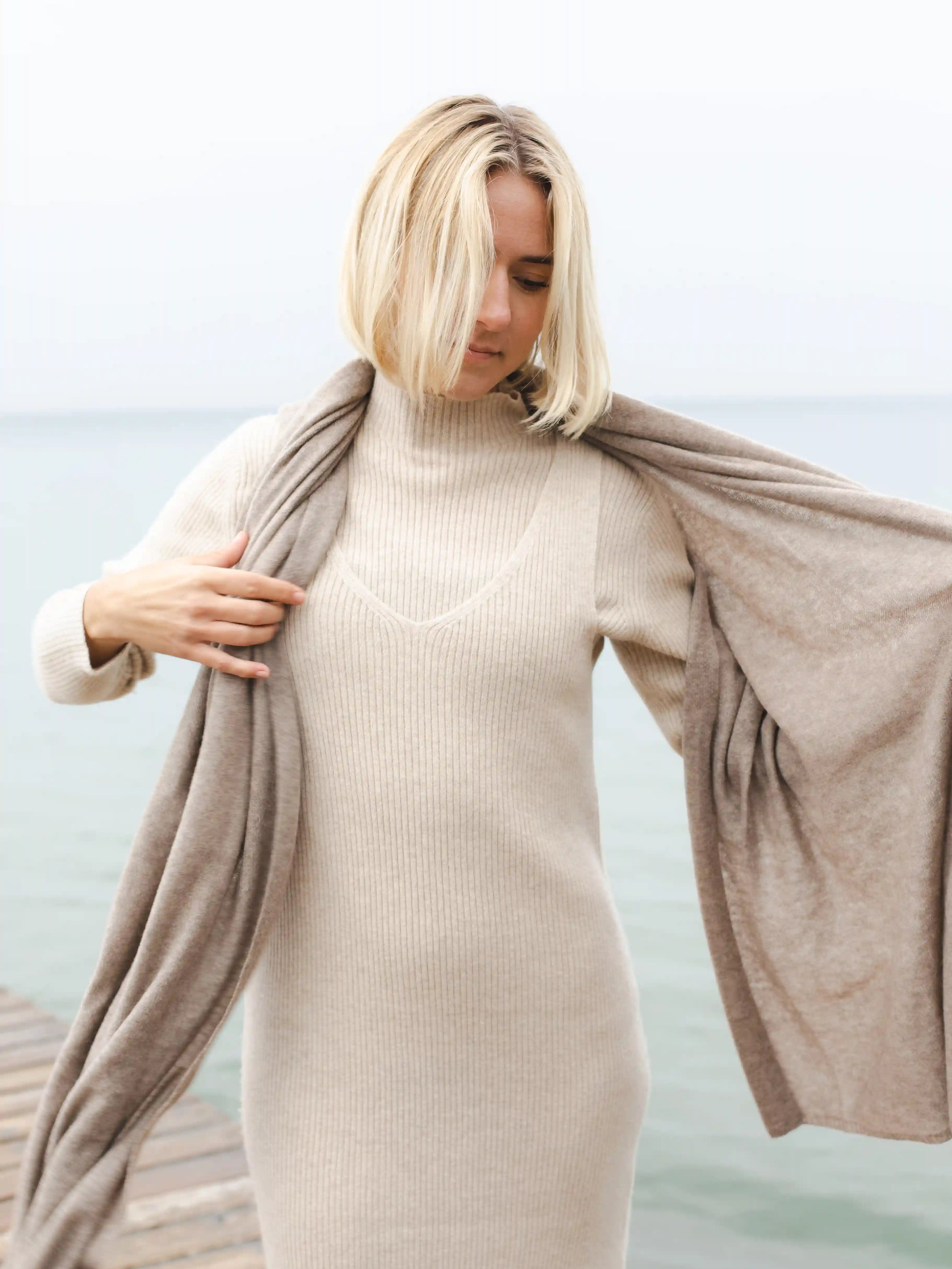 Cashmere halstørklæde brun 70x200cm - Nordic Weaving