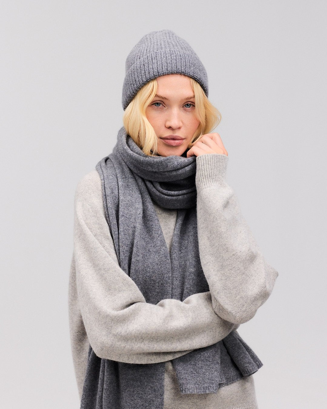 Cashmere halstørklæde grå 70x200cm - Nordic Weaving