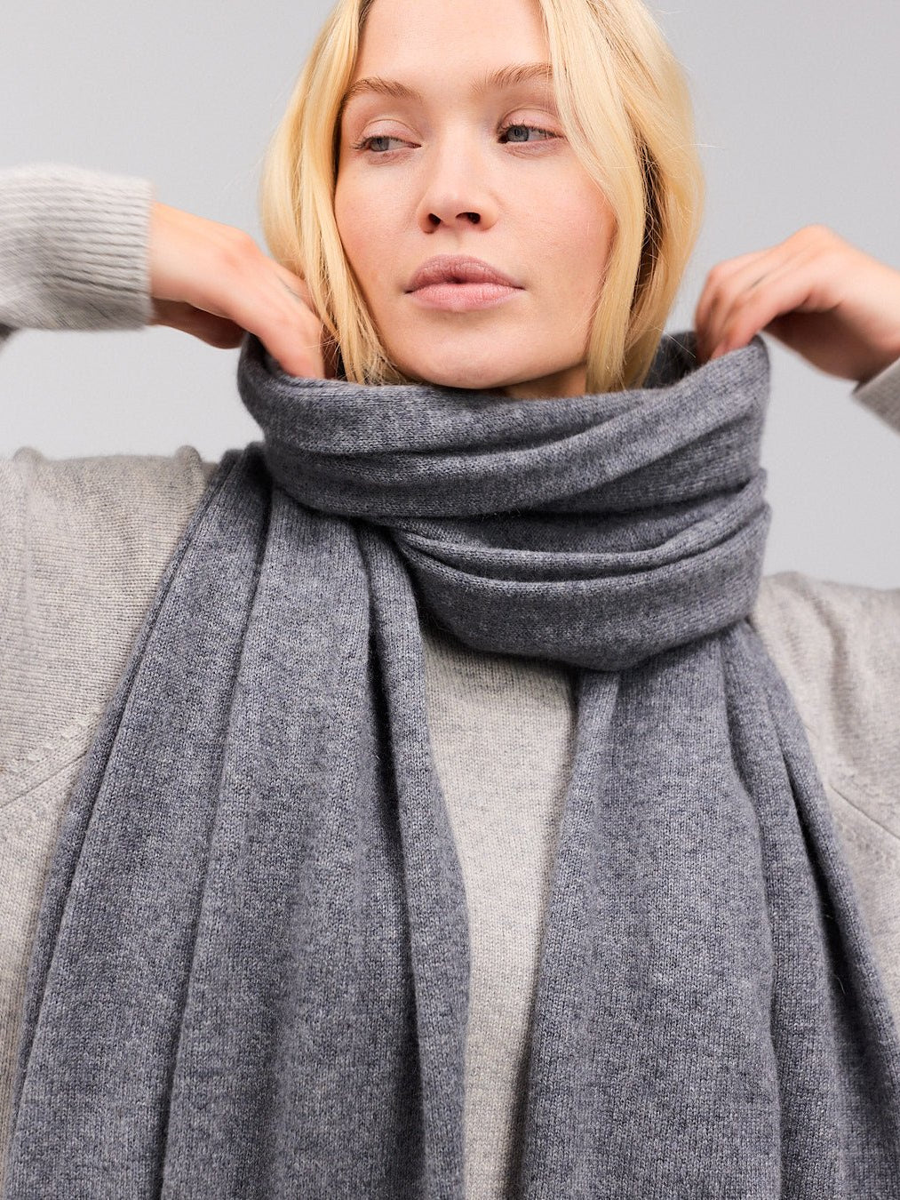 Cashmere halstørklæde grå 70x200cm - Nordic Weaving