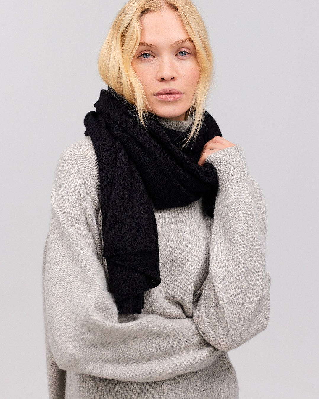 Cashmere halstørklæde sort 70x200cm - Nordic Weaving