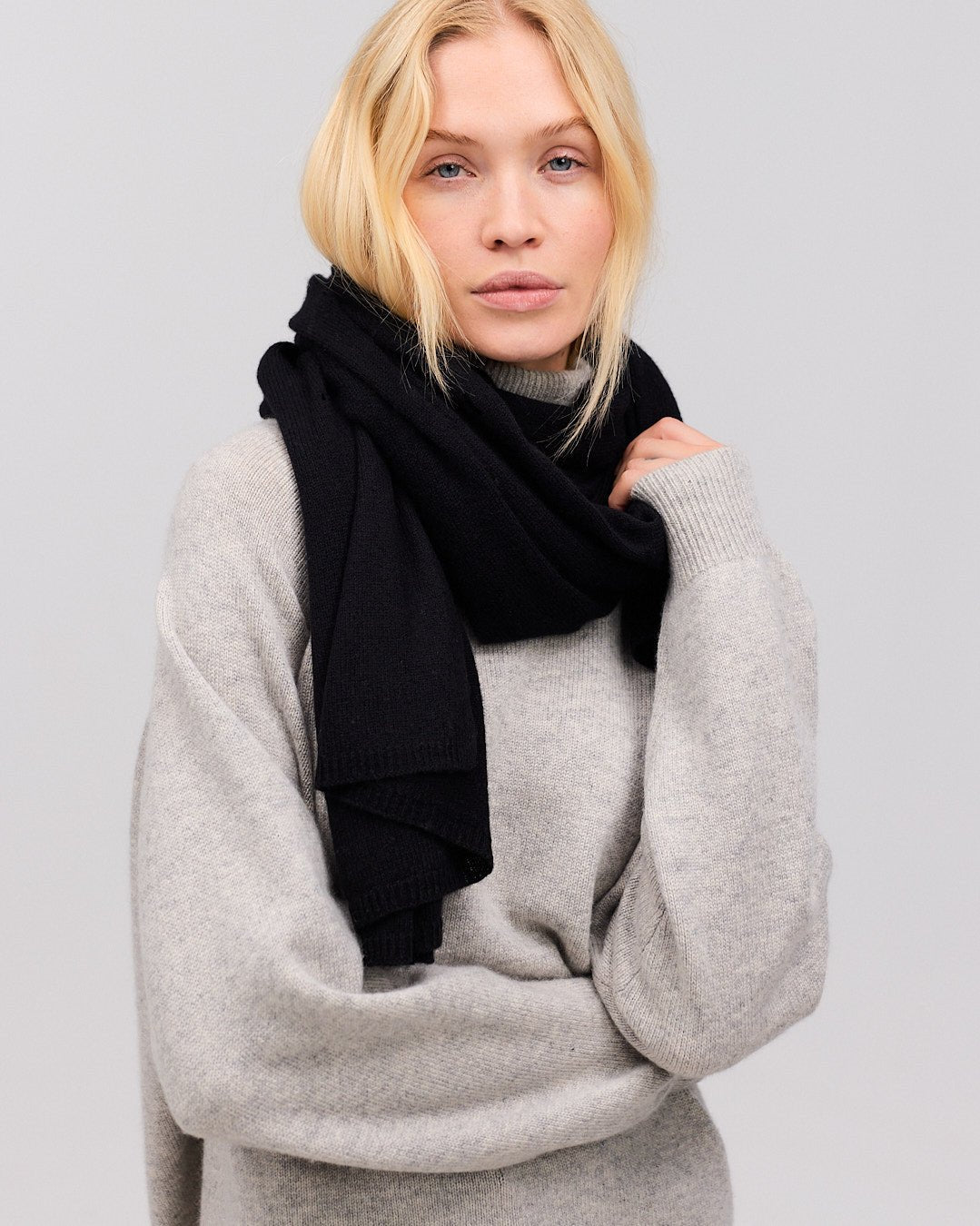 Cashmere halstørklæde sort 70x200cm - Nordic Weaving
