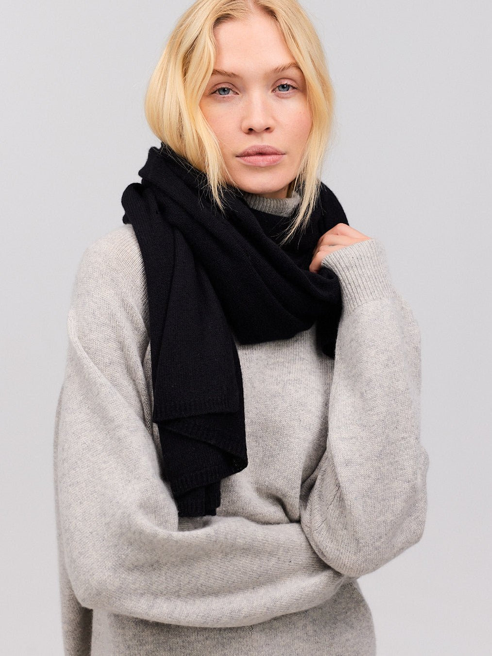 Cashmere halstørklæde sort 70x200cm - Nordic Weaving