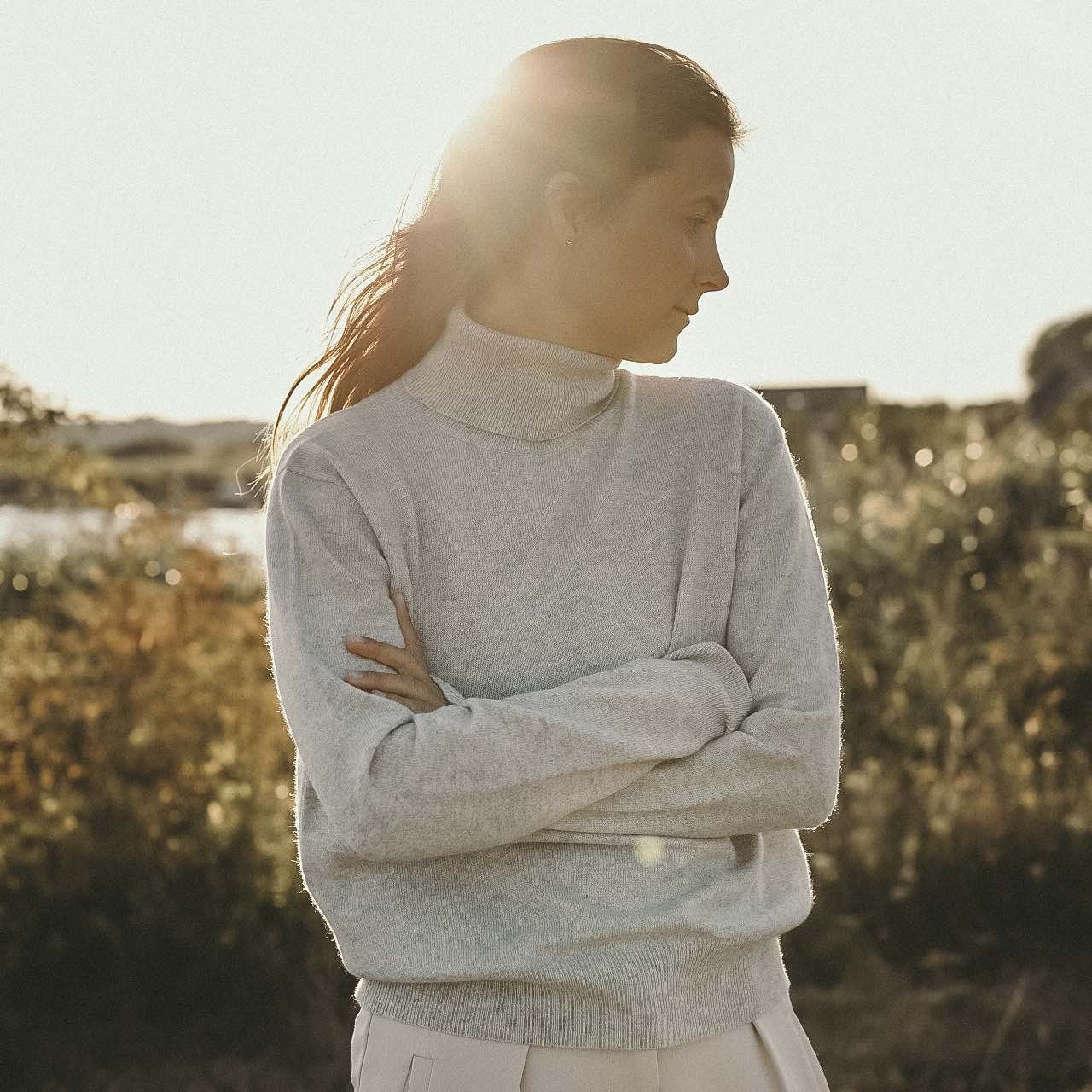 Cashmere high neck grå - Nordic Weaving