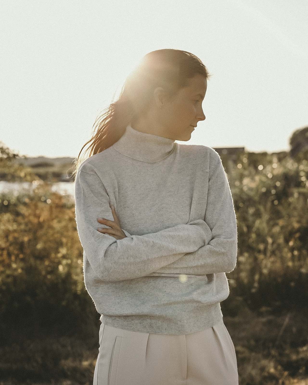 Cashmere high neck grå - Nordic Weaving