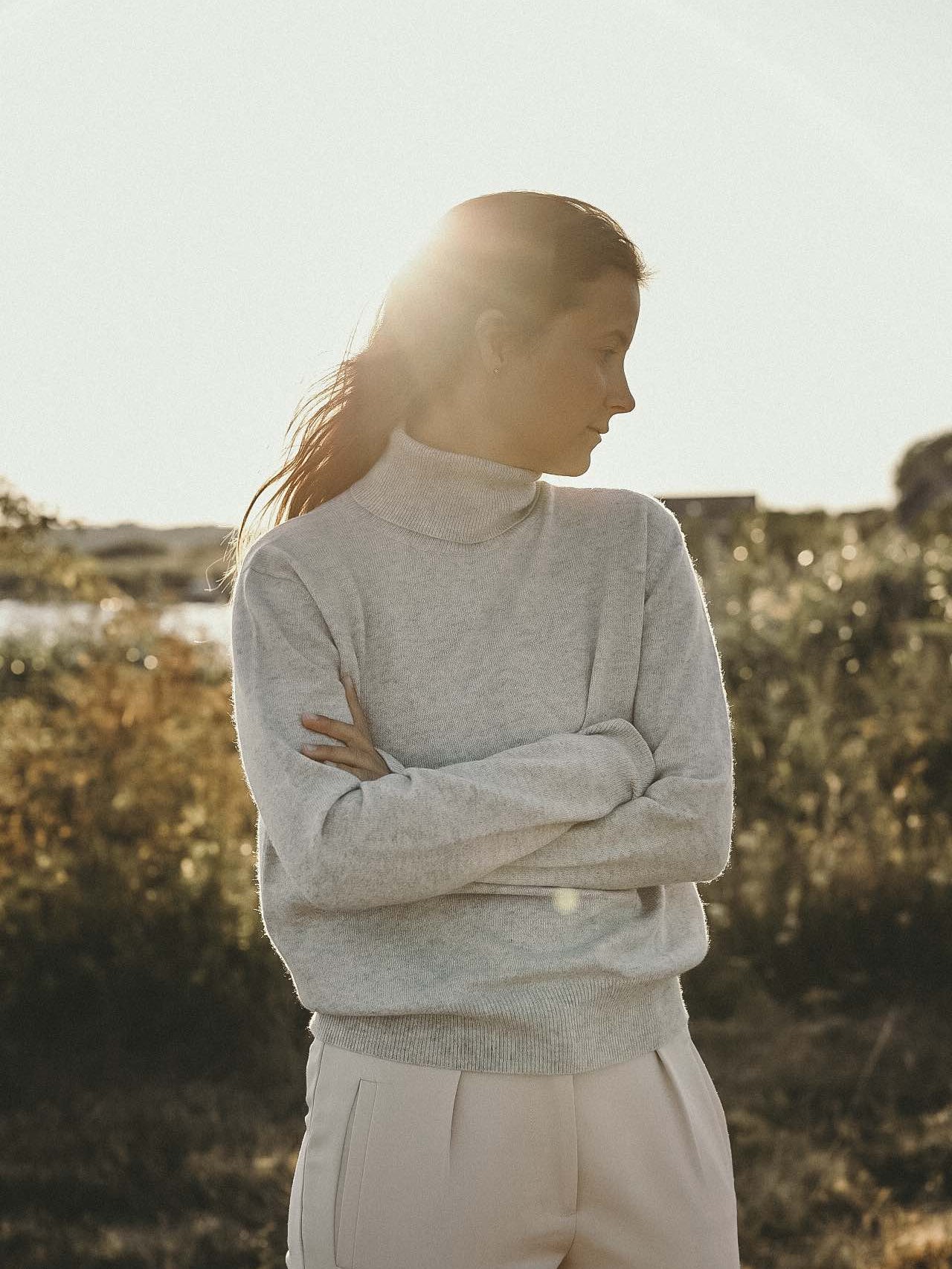 Cashmere high neck grå - Nordic Weaving