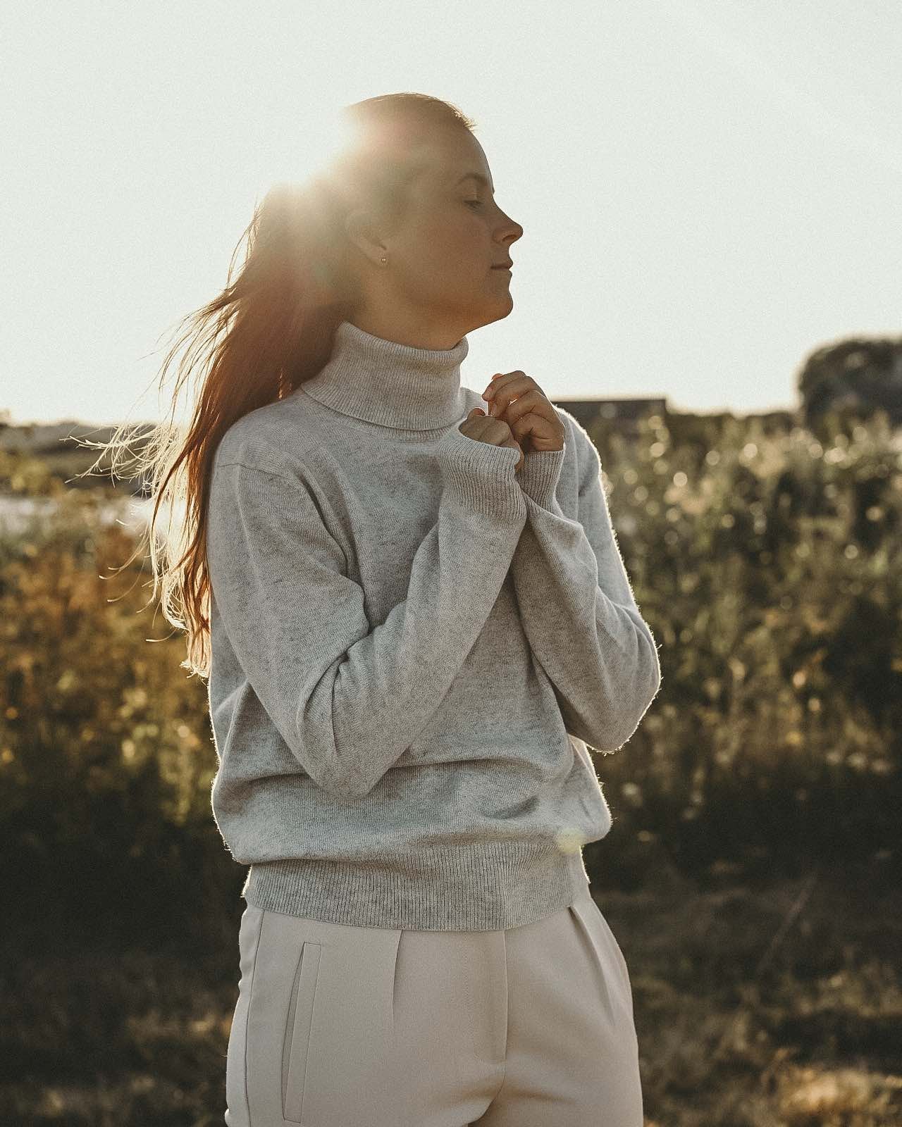 Cashmere high neck grå - Nordic Weaving