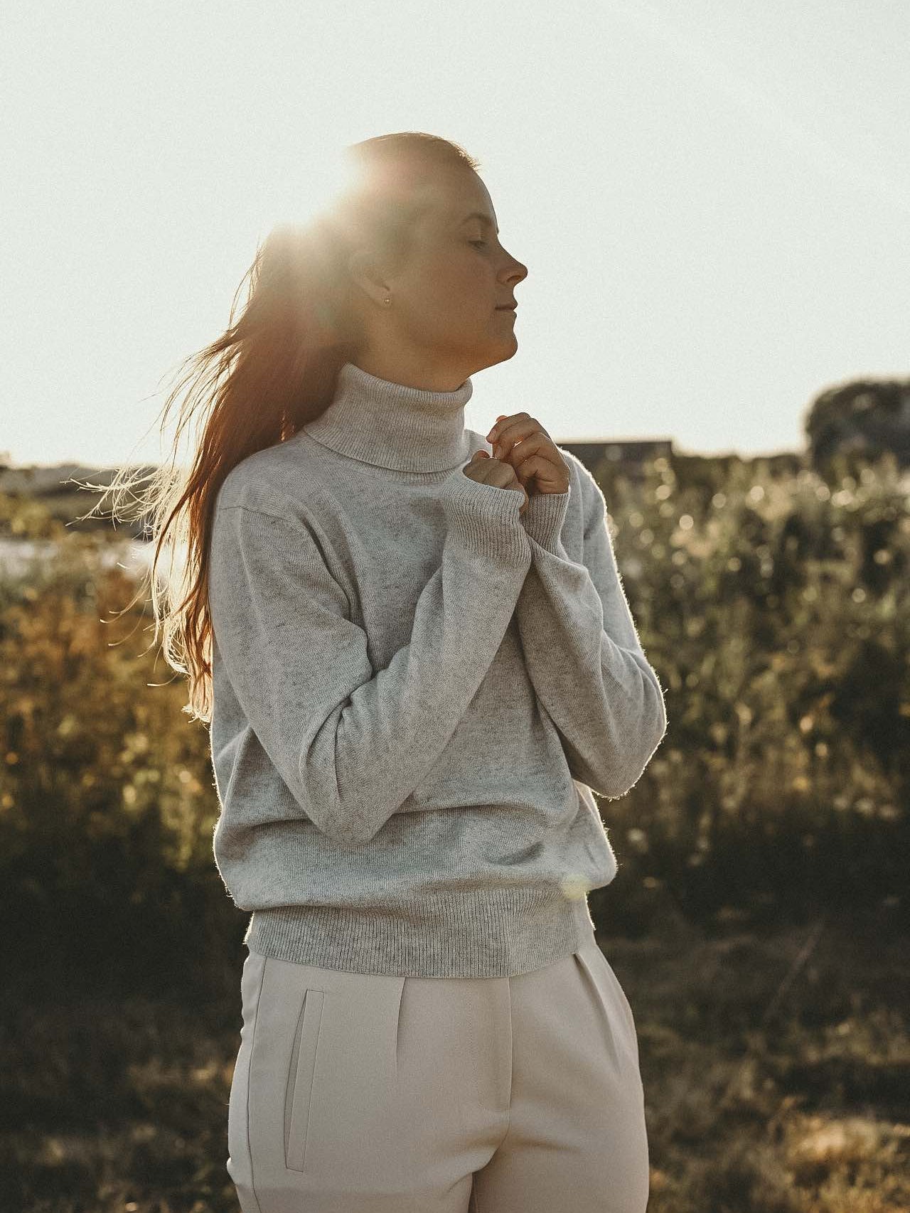 Cashmere high neck grå - Nordic Weaving