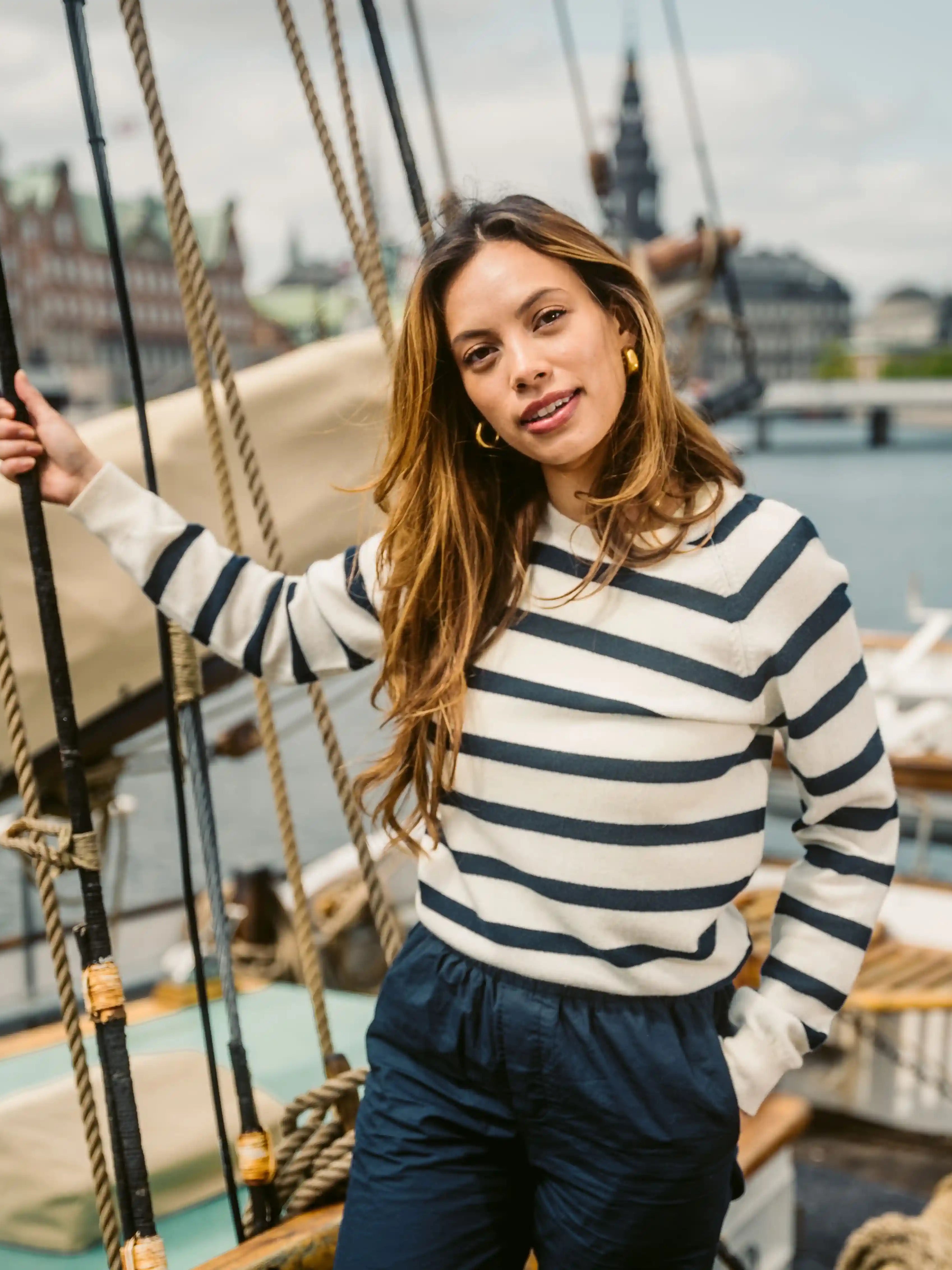 Cashmere stripe blue/white - Nordic Weaving