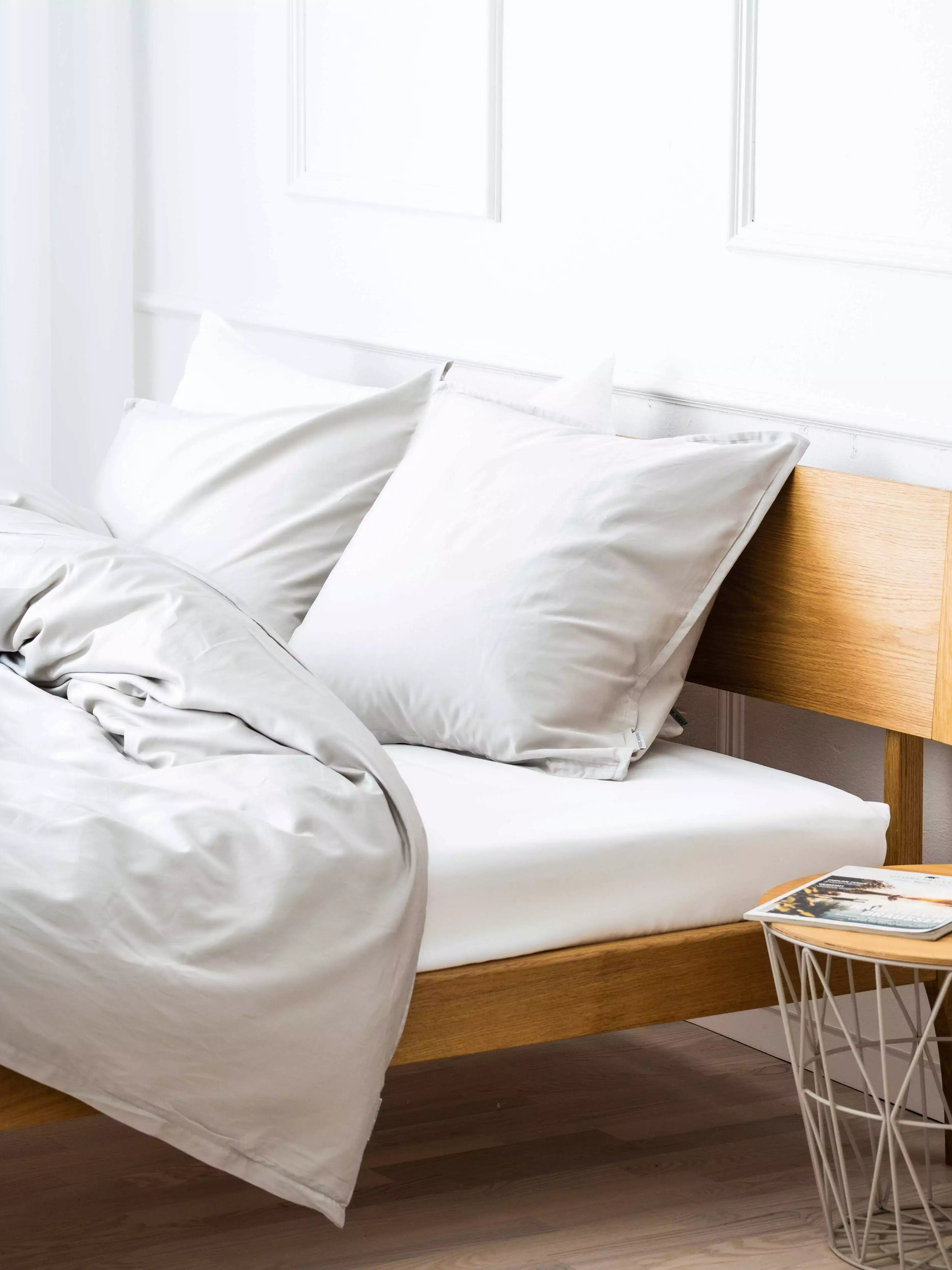 Dobbelt sengetøj egyptisk bomuld sand/grå - Nordic Weaving