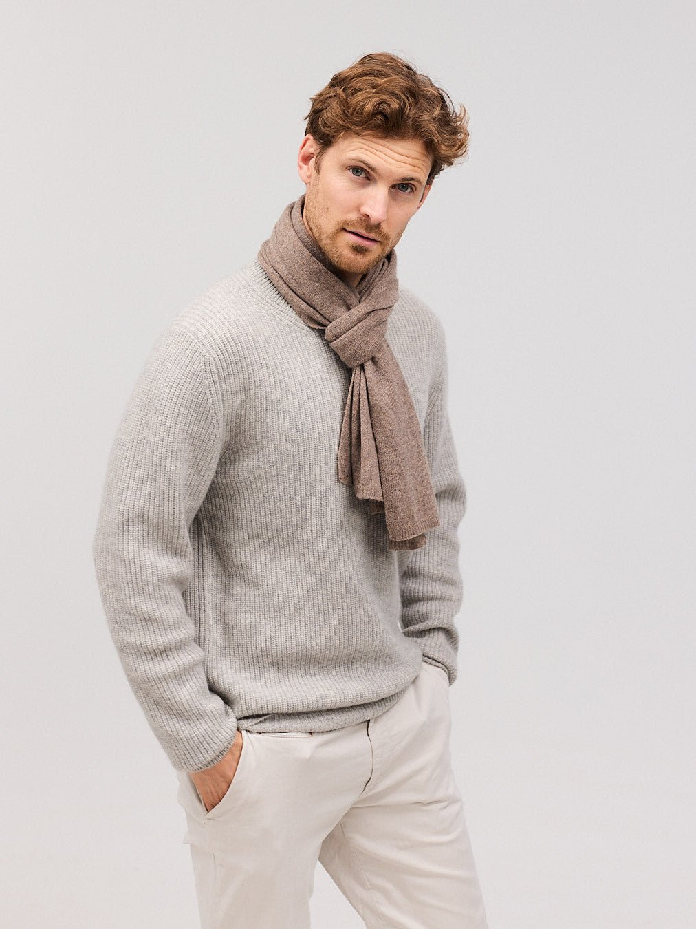 EBBE Cashmere halstørklæde Dark Beige Melange - Nordic Weaving