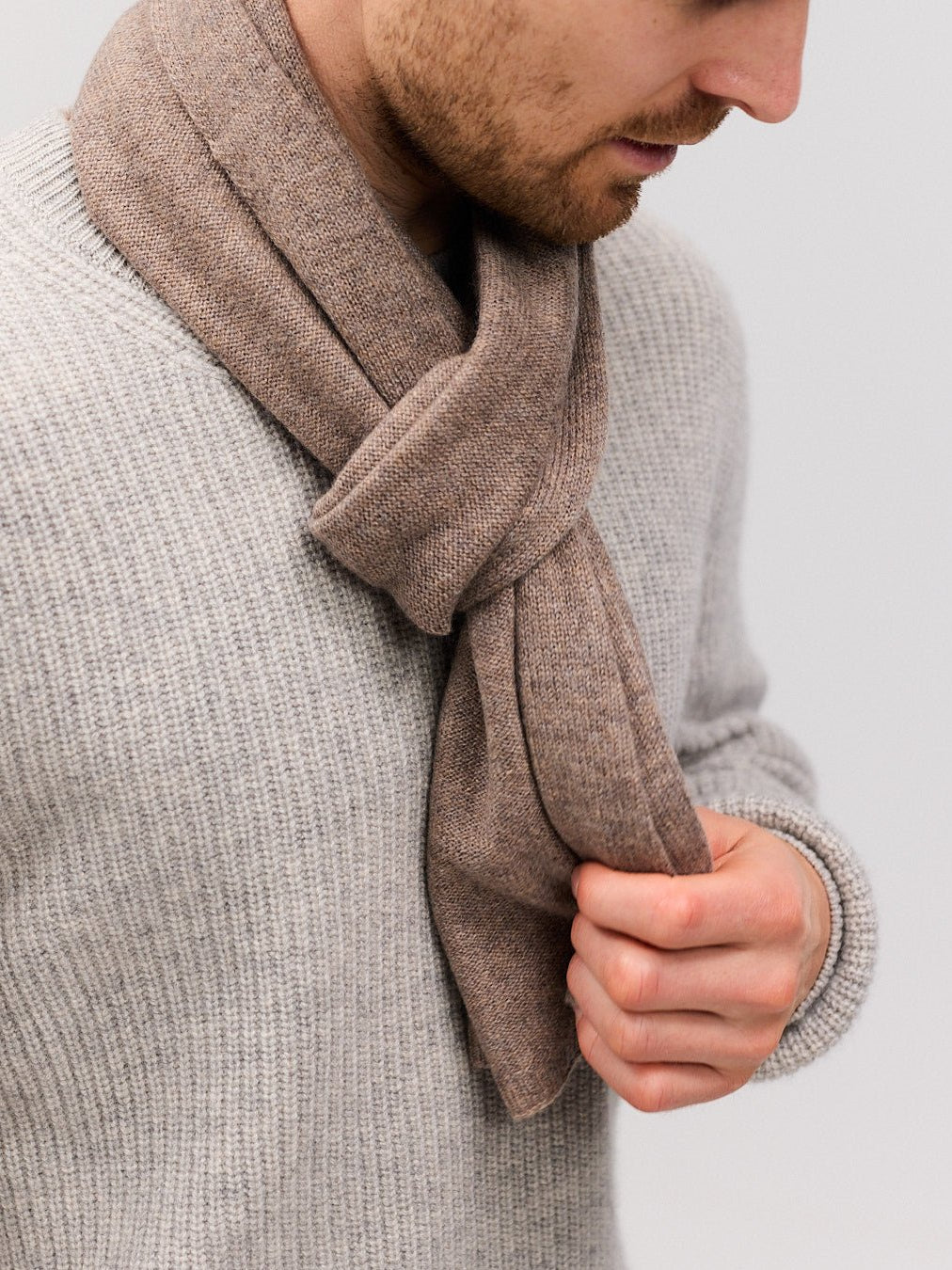 EBBE Cashmere halstørklæde Dark Beige Melange - Nordic Weaving