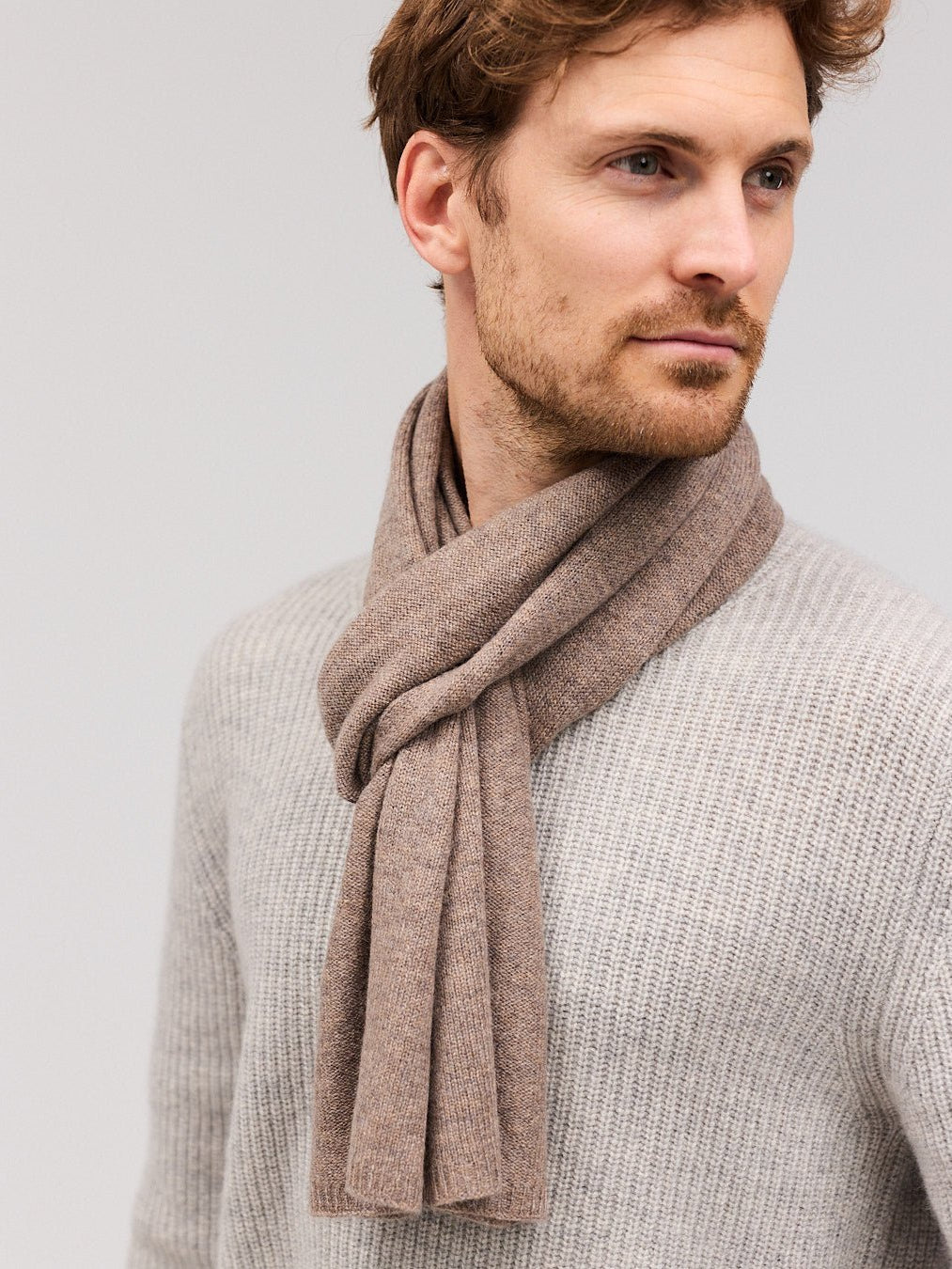 EBBE Cashmere halstørklæde Dark Beige Melange - Nordic Weaving
