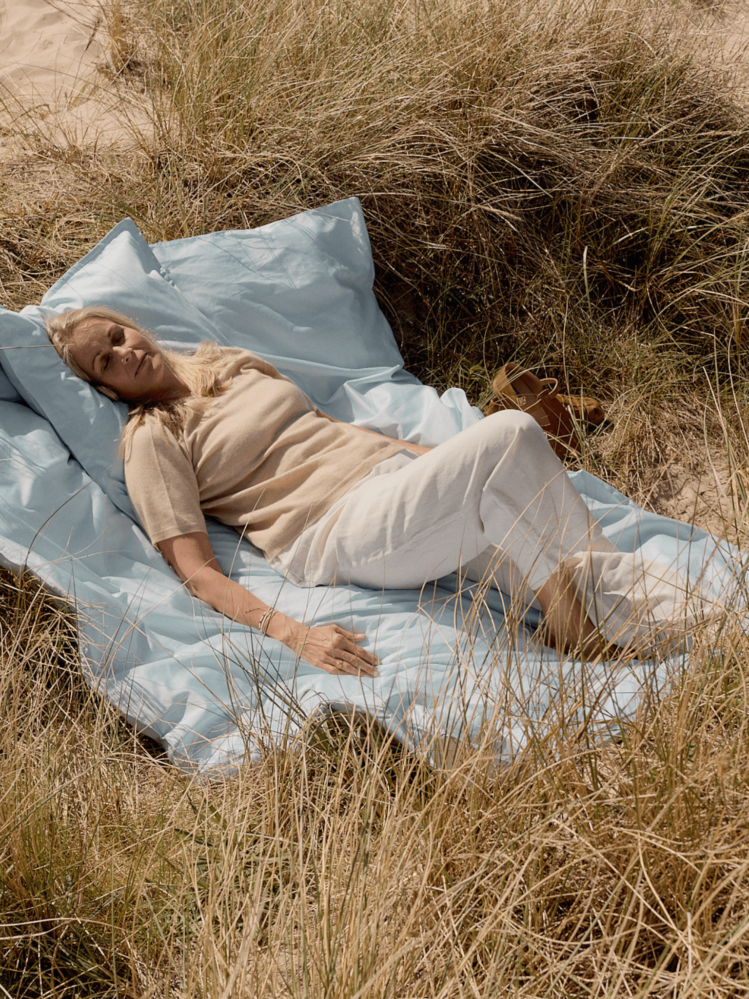 Enkelt sengetøj Egyptisk bomuld lys blå - Nordic Weaving