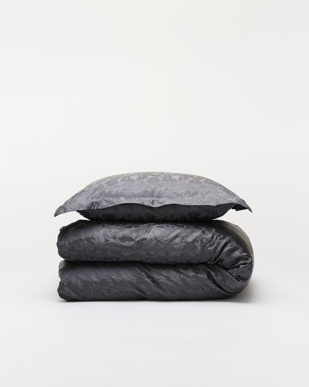 Enkelt silkesengetøj jacquardvævet grå - Nordic Weaving