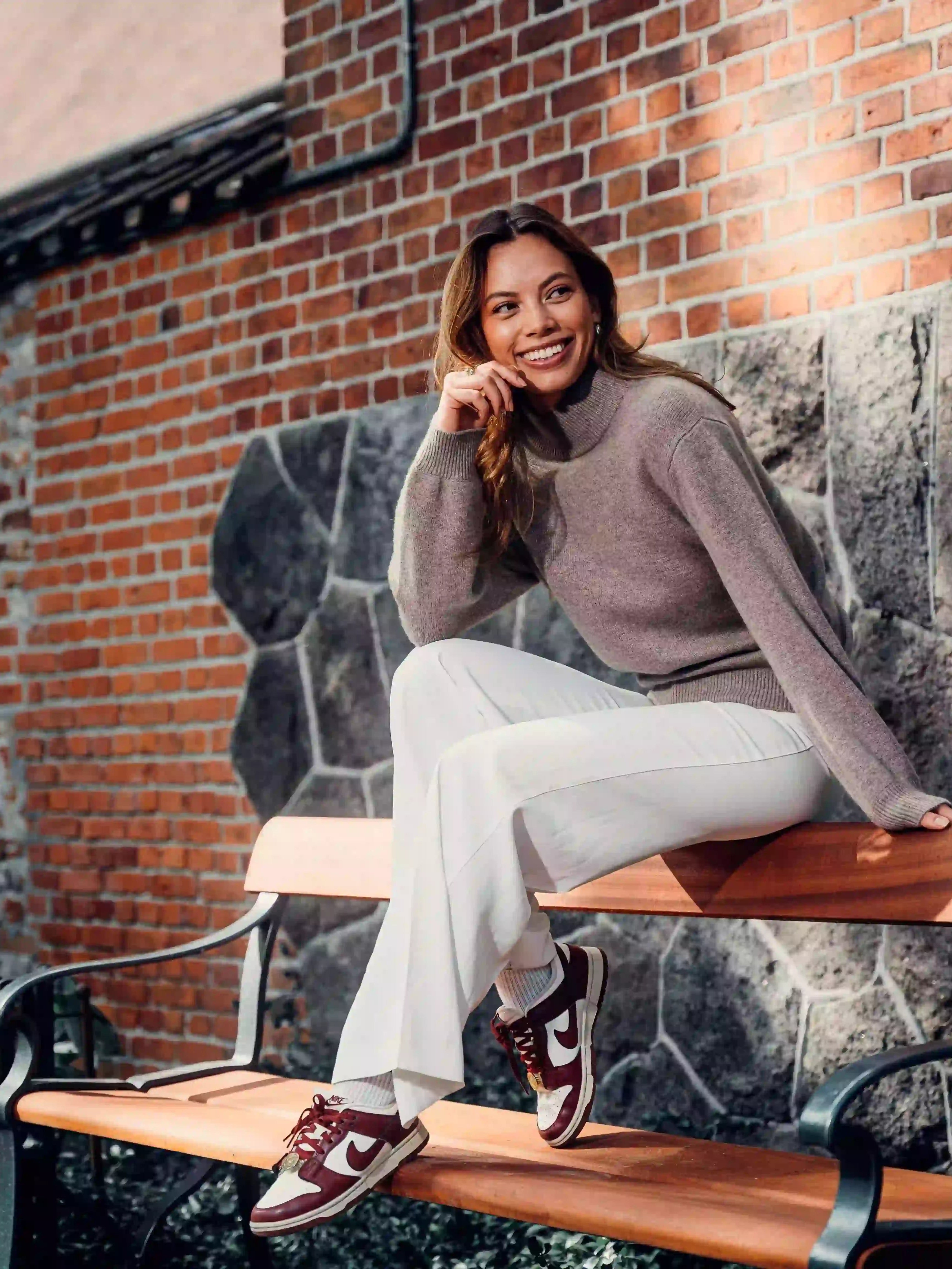 Leonora cashmere high neck Brown - Nordic Weaving