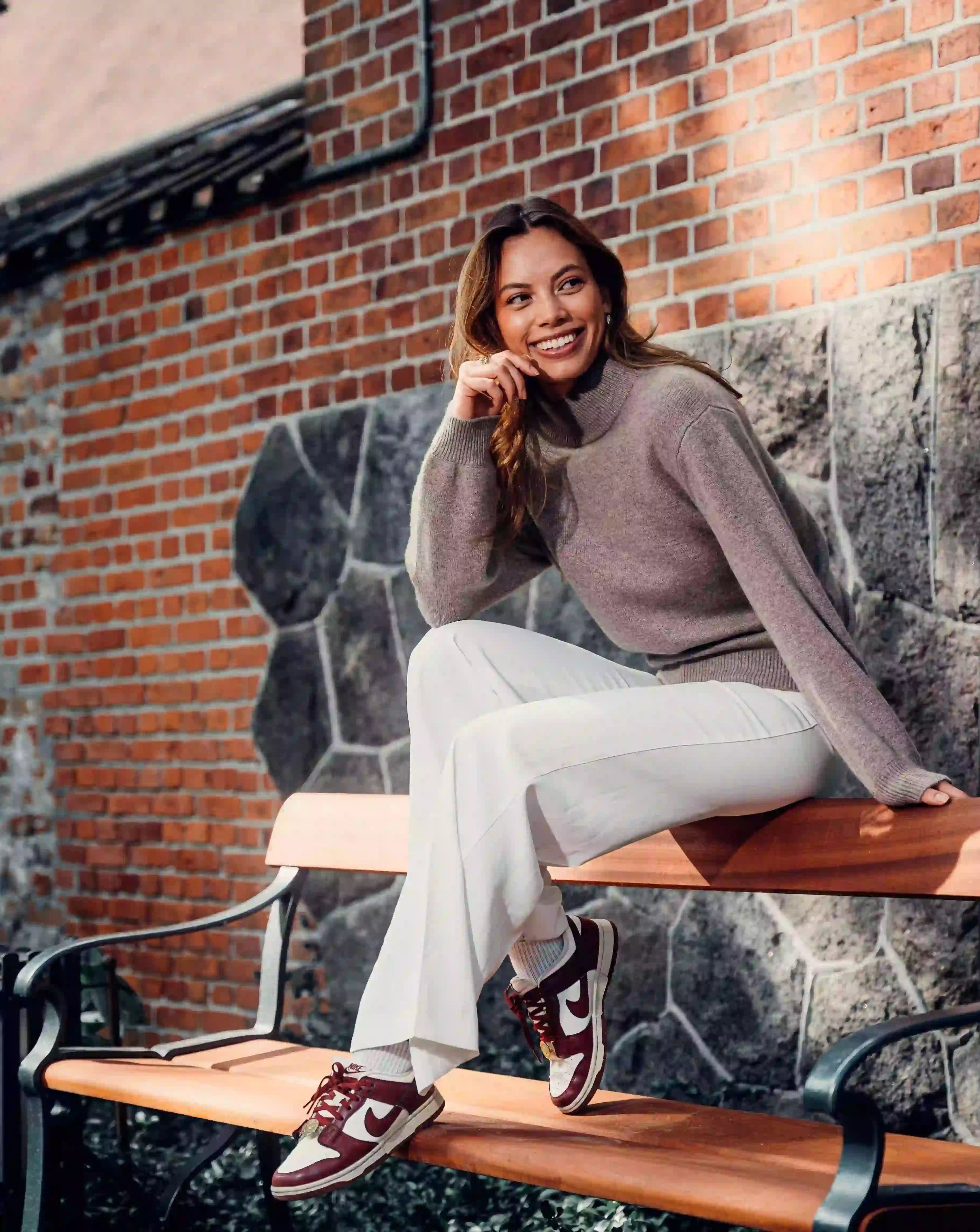 Leonora cashmere high neck Brown - Nordic Weaving