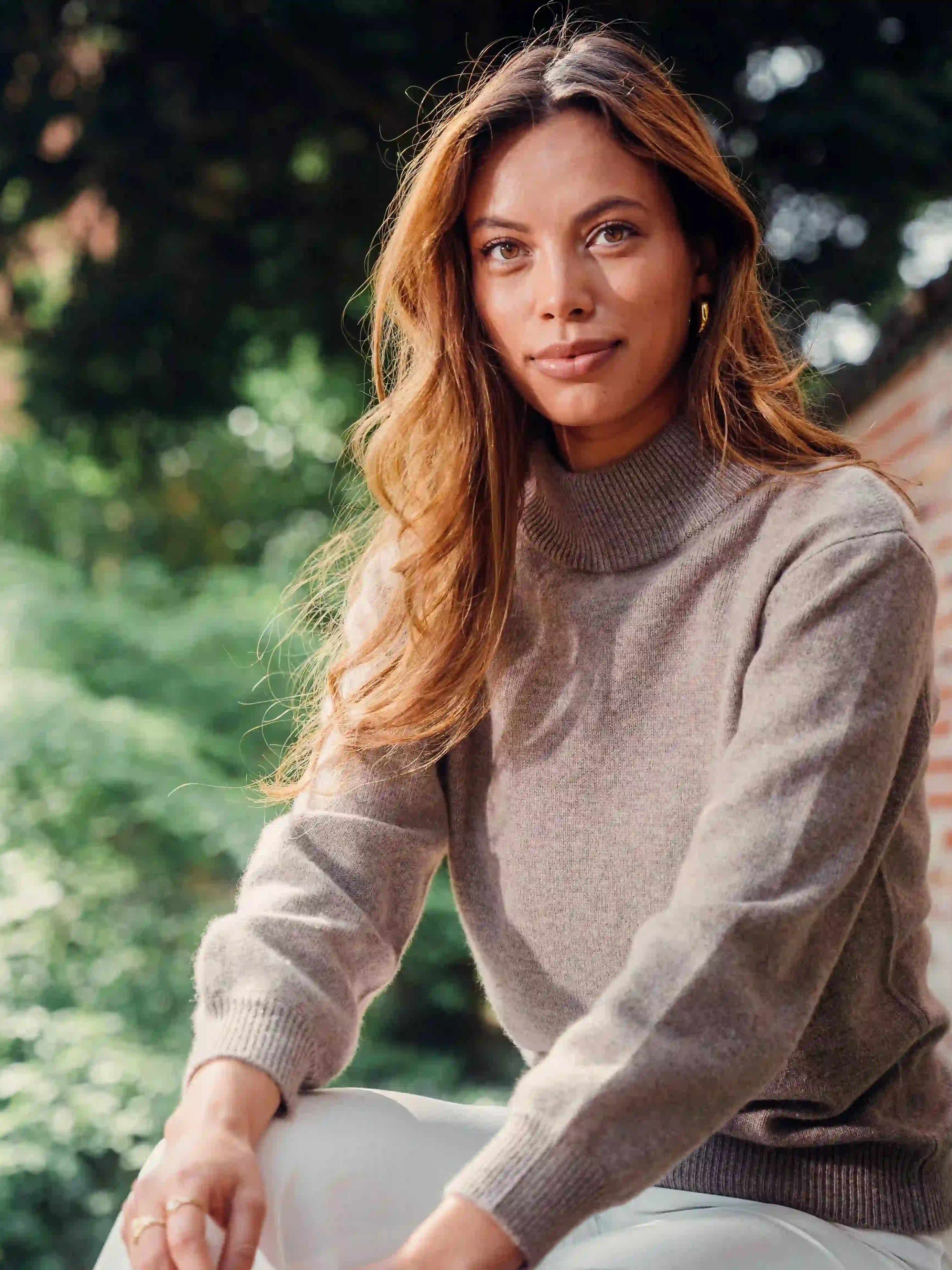 Leonora cashmere high neck Brown - Nordic Weaving