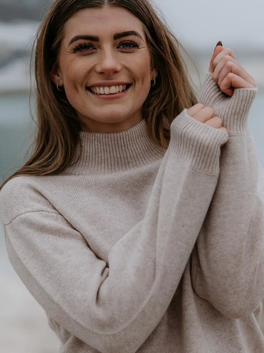 Leonora cashmere high neck Dusty Nude - Nordic Weaving