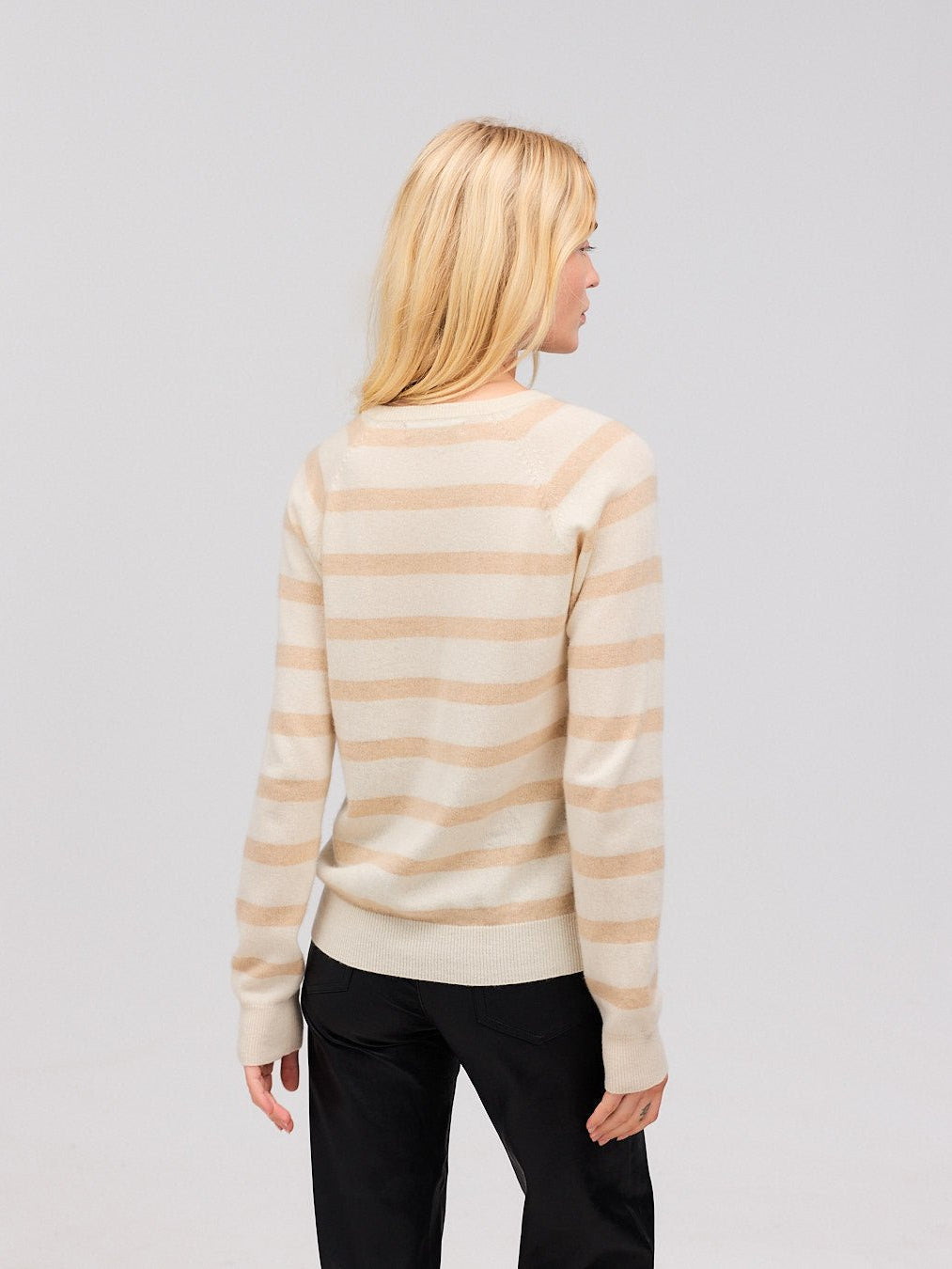Olivia cashmere stripe beige/white - Nordic Weaving