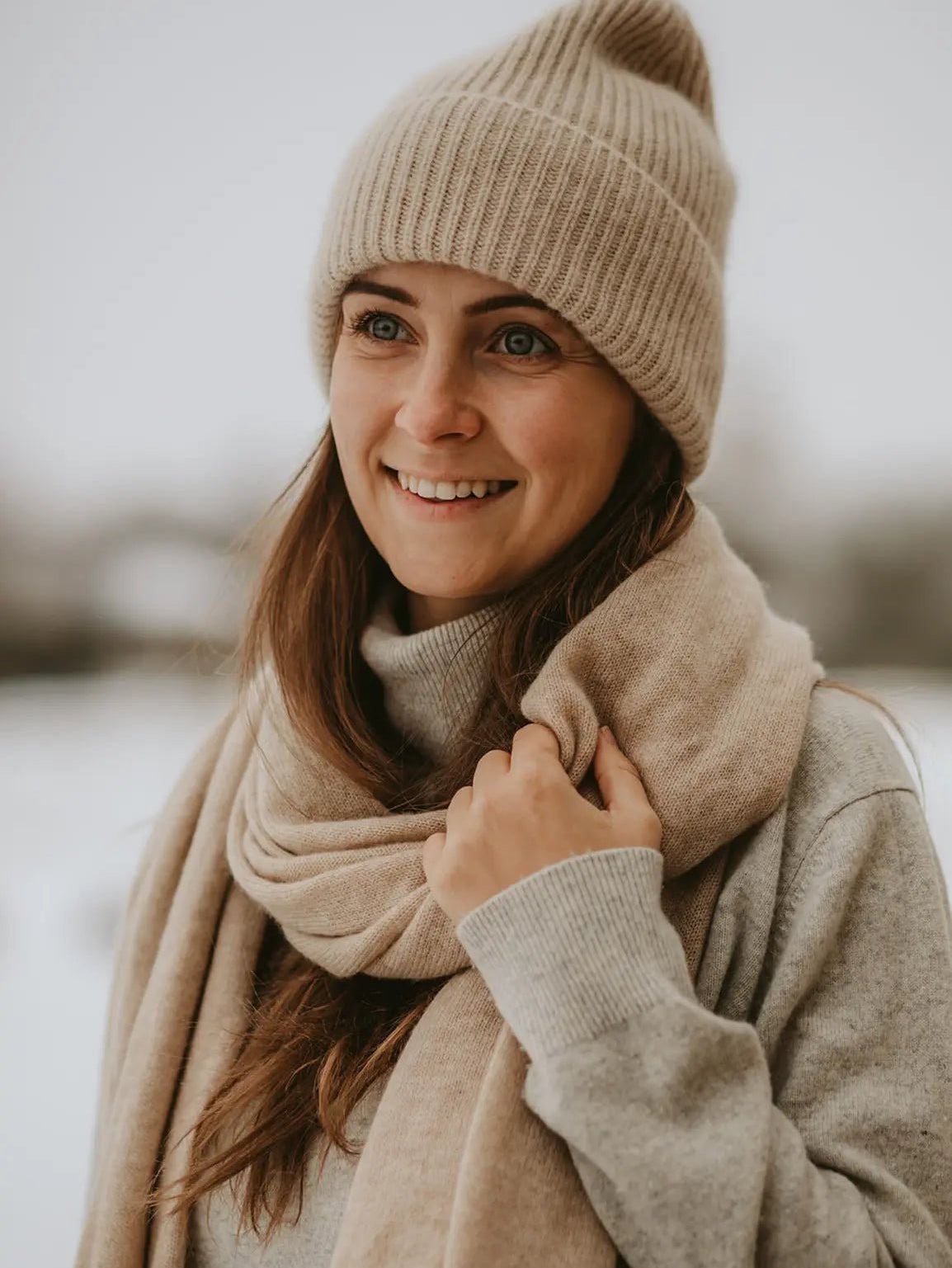 Ribstrikket cashmere hue beige - Nordic Weaving