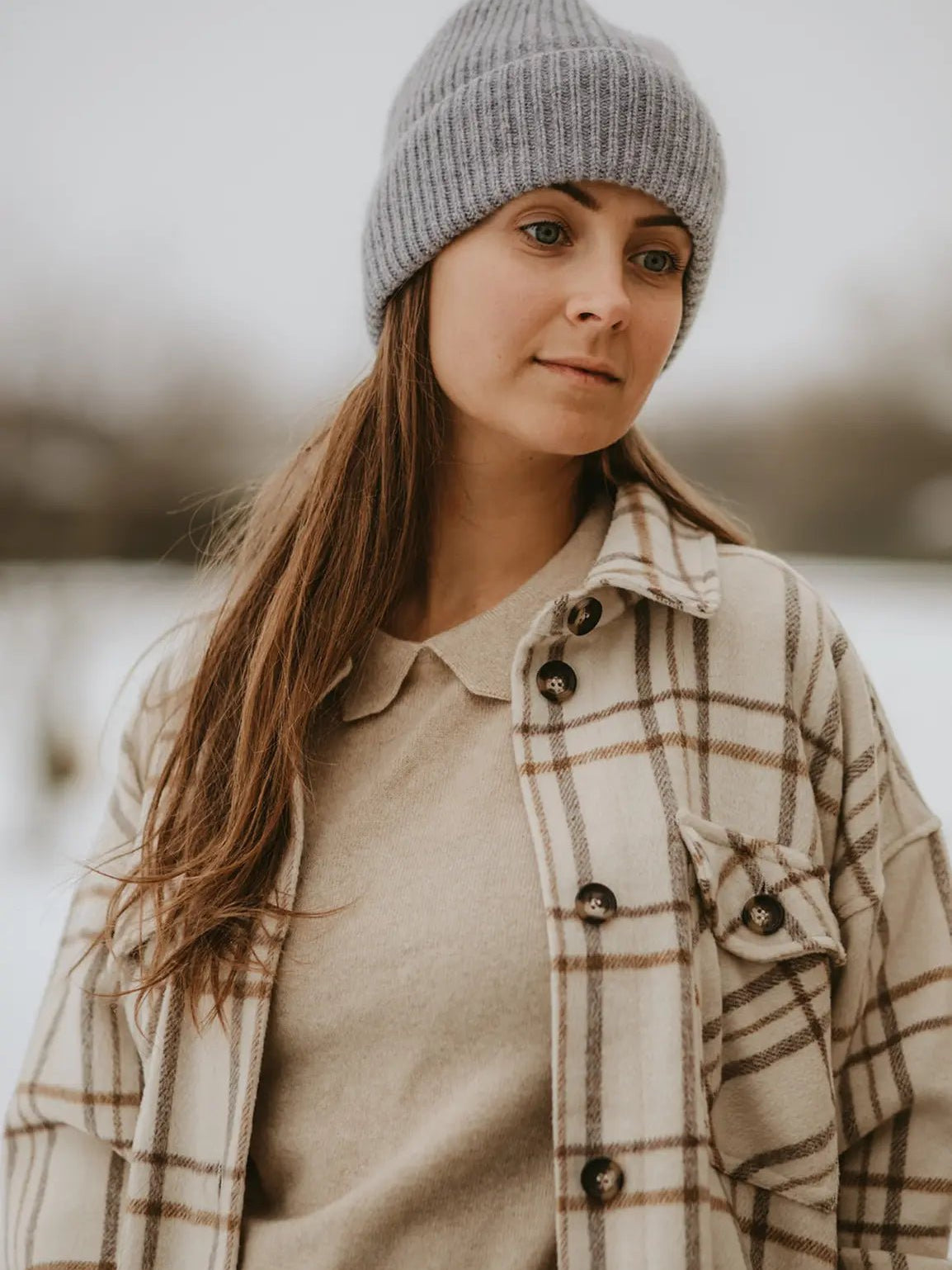 Ribstrikket cashmere hue grå - Nordic Weaving