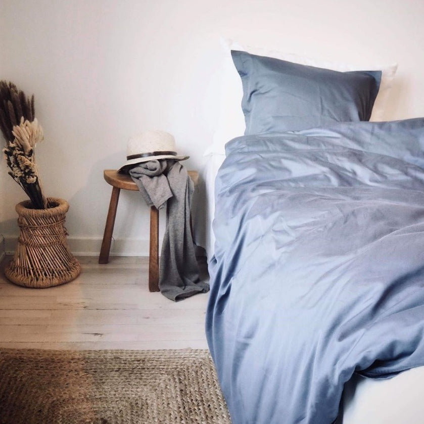 Miljøbillede af Enkelt sengetøj Egyptisk bomuld blå