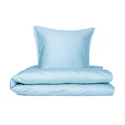 Produktbillede af enkelt sengetøj egyptisk bomuld lys blå 