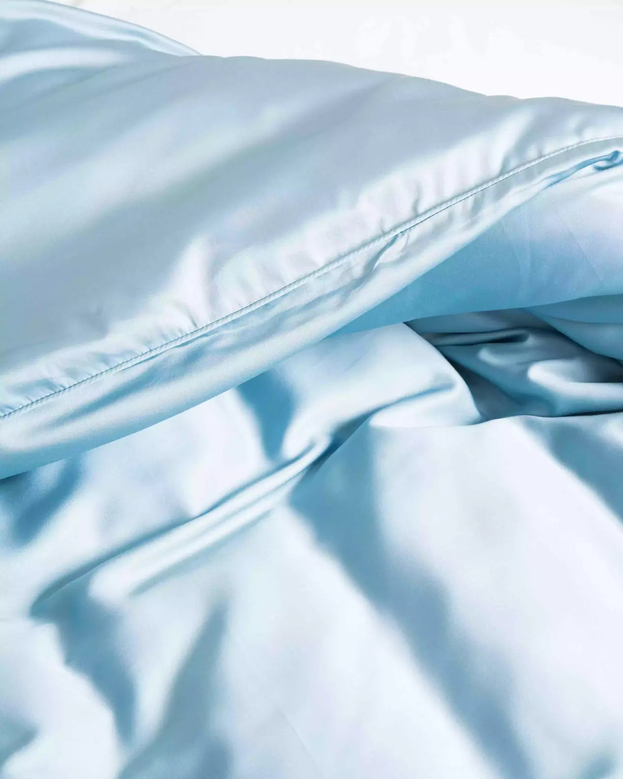 Miljøbillede closeup af bambus sengetøj Lys blå 