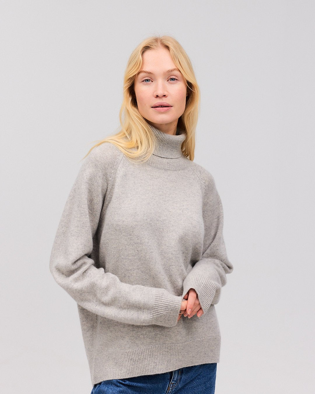 BREGDIS cashmere bluse lys grå - Nordic Weaving