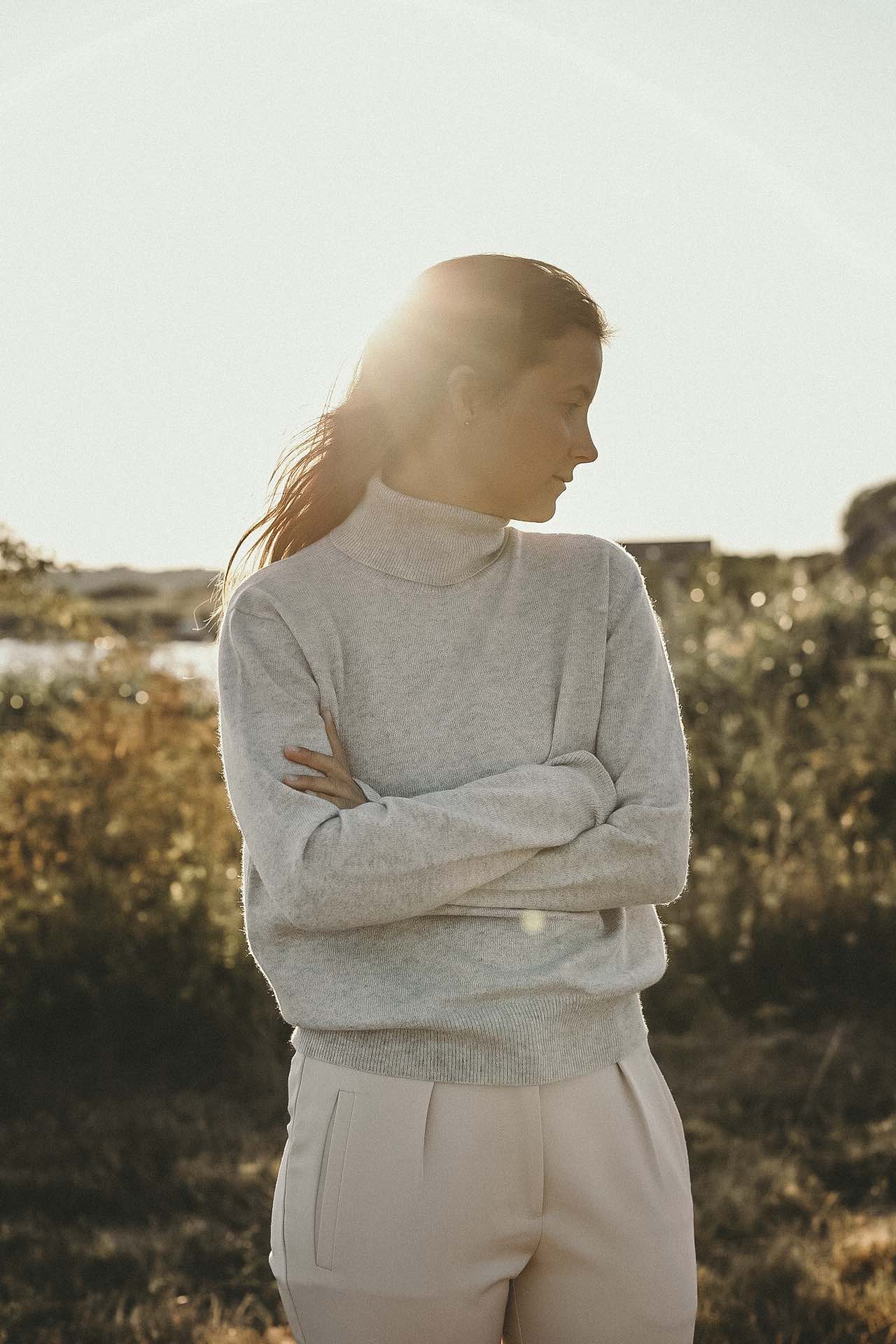 Cashmere high neck grå - Nordic Weaving