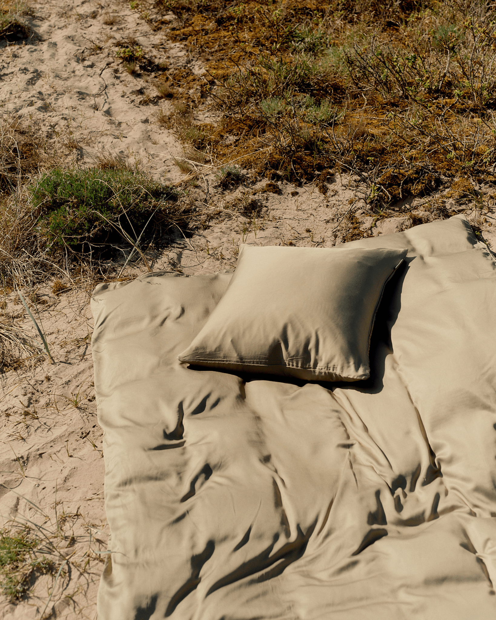 Dobbelt bambussengetøj khaki - Nordic Weaving