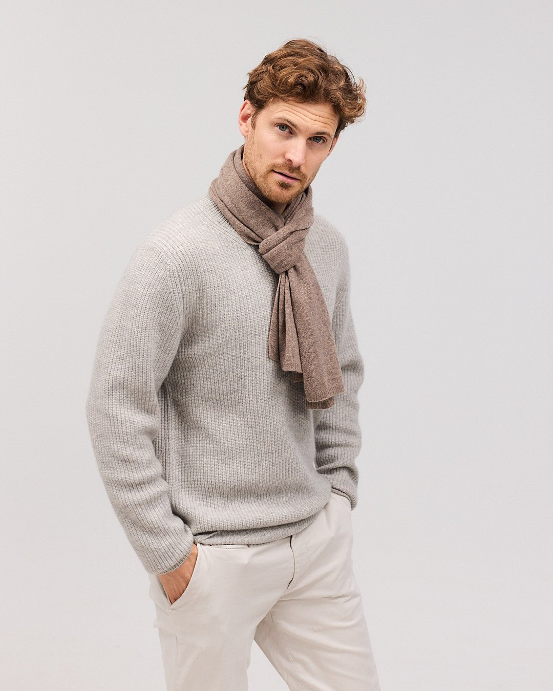 EBBE Cashmere halstørklæde Dark Beige Melange - Nordic Weaving