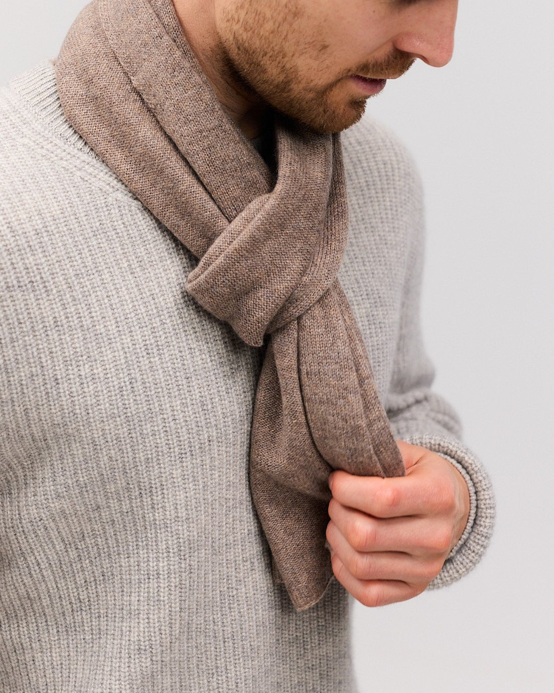 EBBE Cashmere halstørklæde Dark Beige Melange - Nordic Weaving