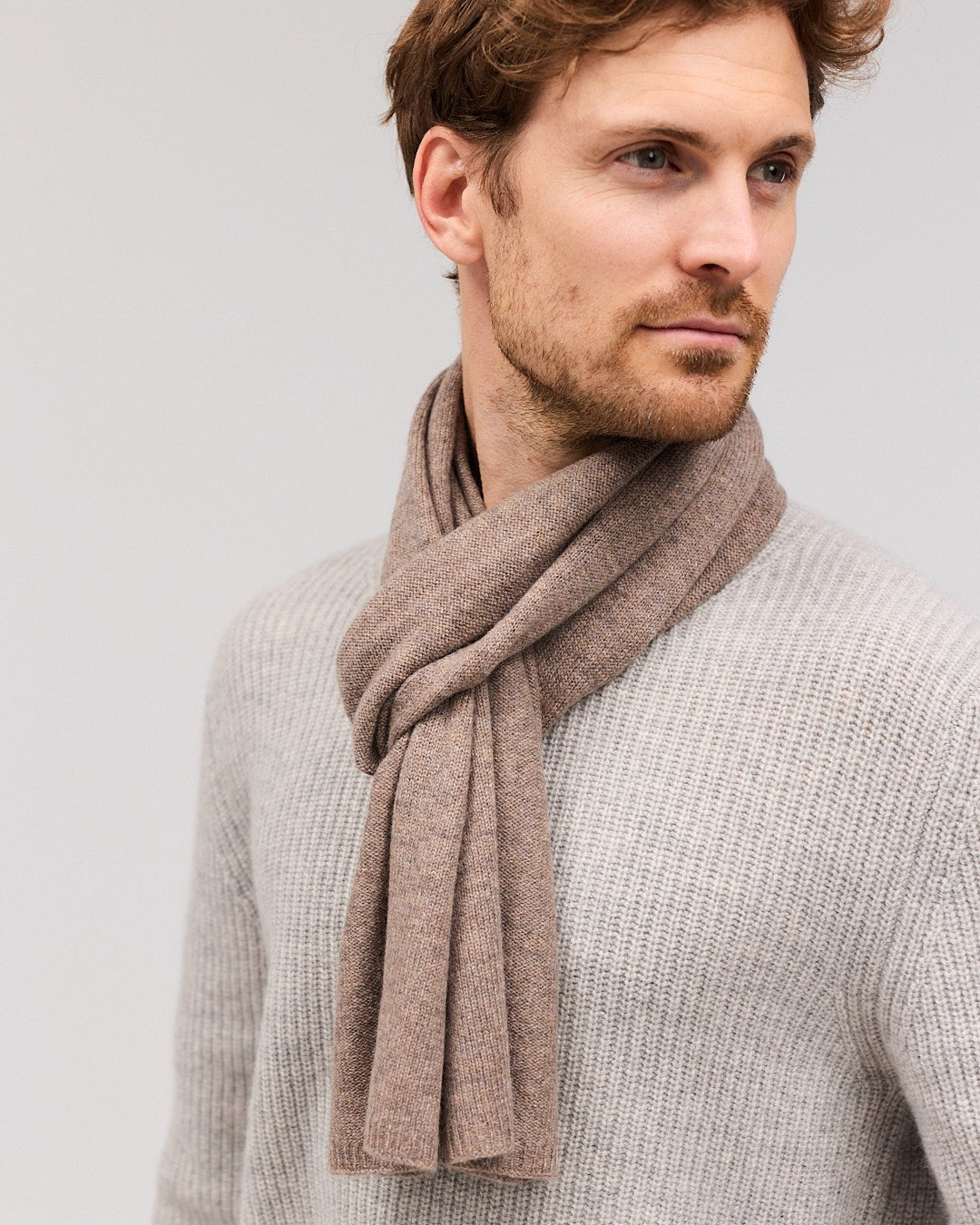 EBBE Cashmere halstørklæde Dark Beige Melange - Nordic Weaving