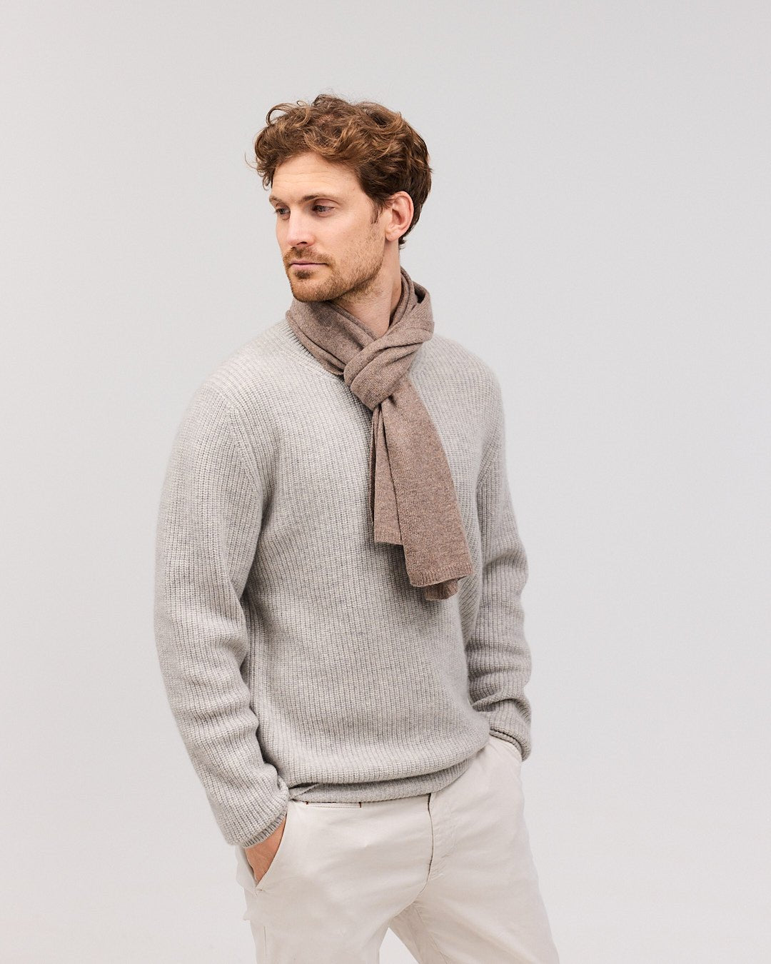 EBBE Cashmere halstørklæde Dark Beige Melange - Nordic Weaving