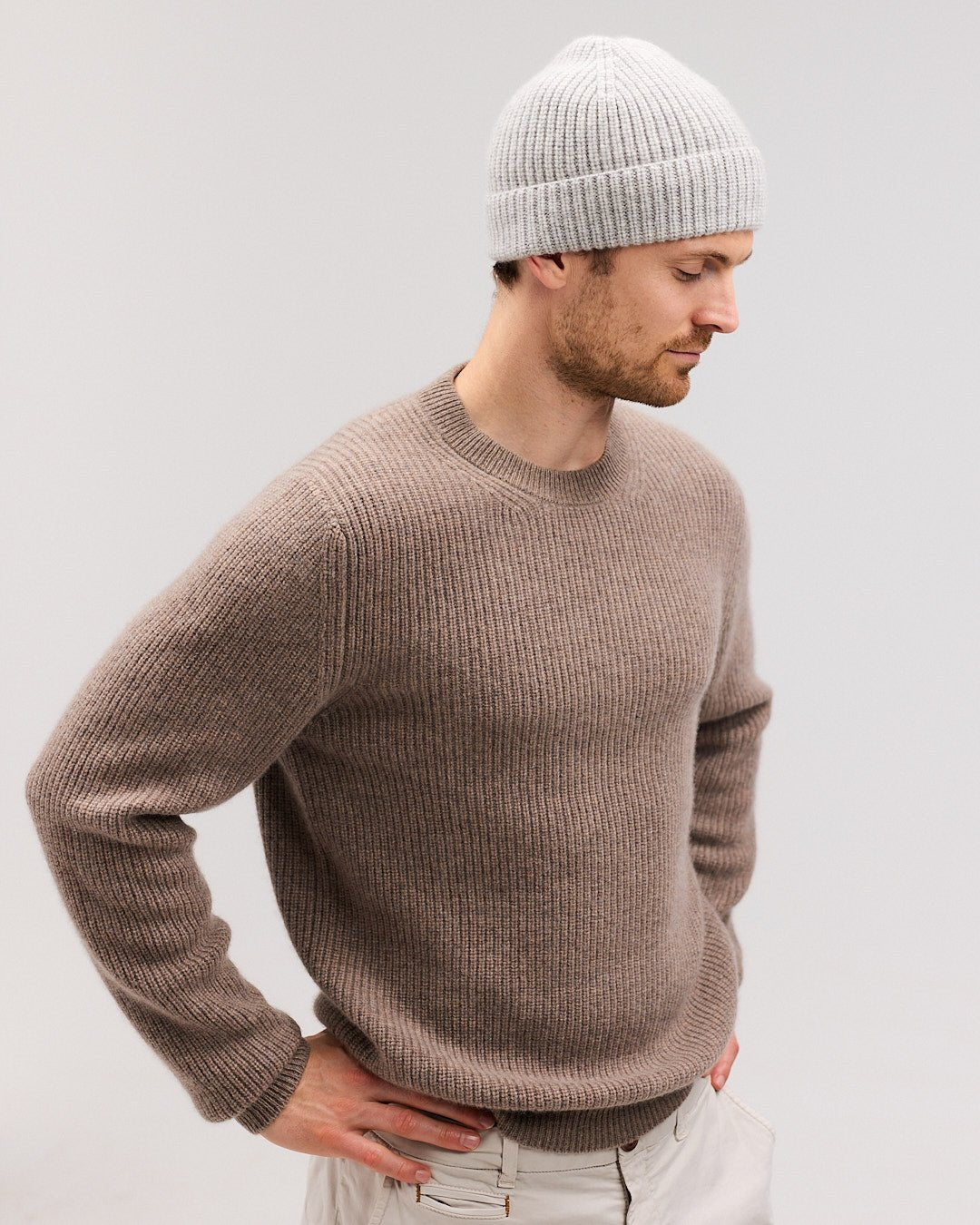 HELGI beanie cashmere hue lys grå - Nordic Weaving