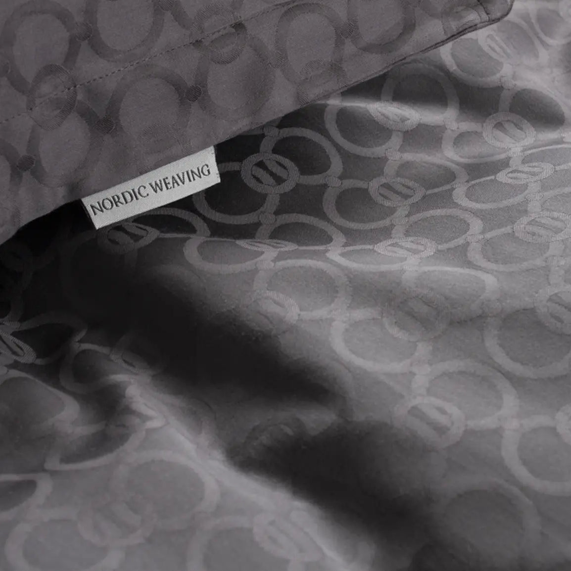 Miljøbillede closeup af enkelt sengetøj egyptisk bomuld mørk grå