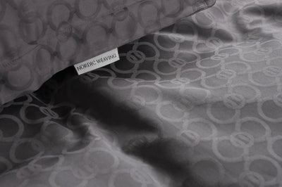 Miljøbillede closeup af enkelt sengetøj egyptisk bomuld mørk grå