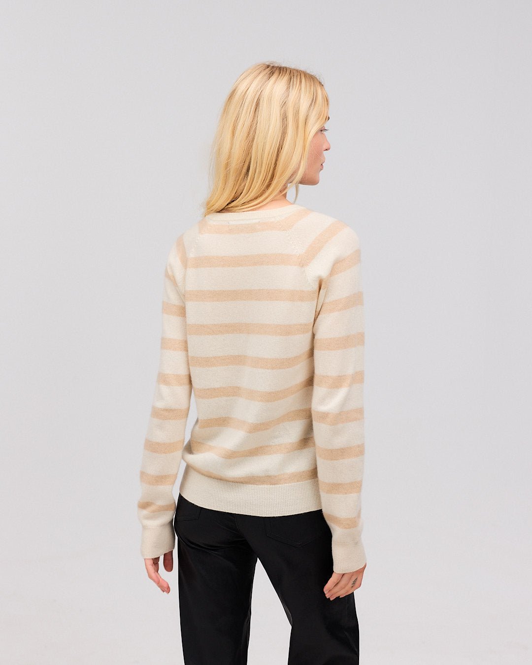 Olivia cashmere stripe beige/white - Nordic Weaving