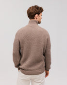 OSKAR cashmere half zip Dark beige - Nordic Weaving