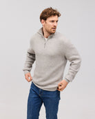 OSKAR cashmere half zip Light grey - Nordic Weaving