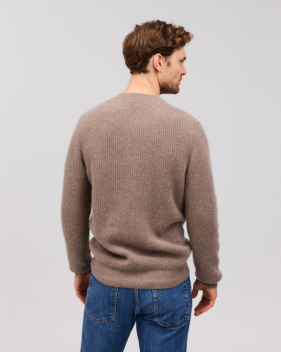 RAGNAR cashmere crewneck dark beige melange - Nordic Weaving