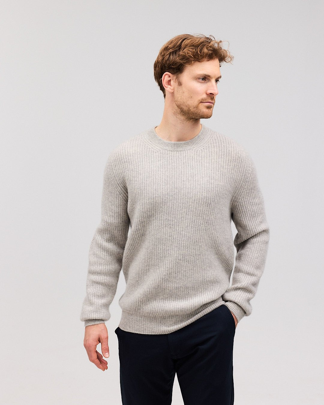 RAGNAR cashmere crewneck Light grey - Nordic Weaving